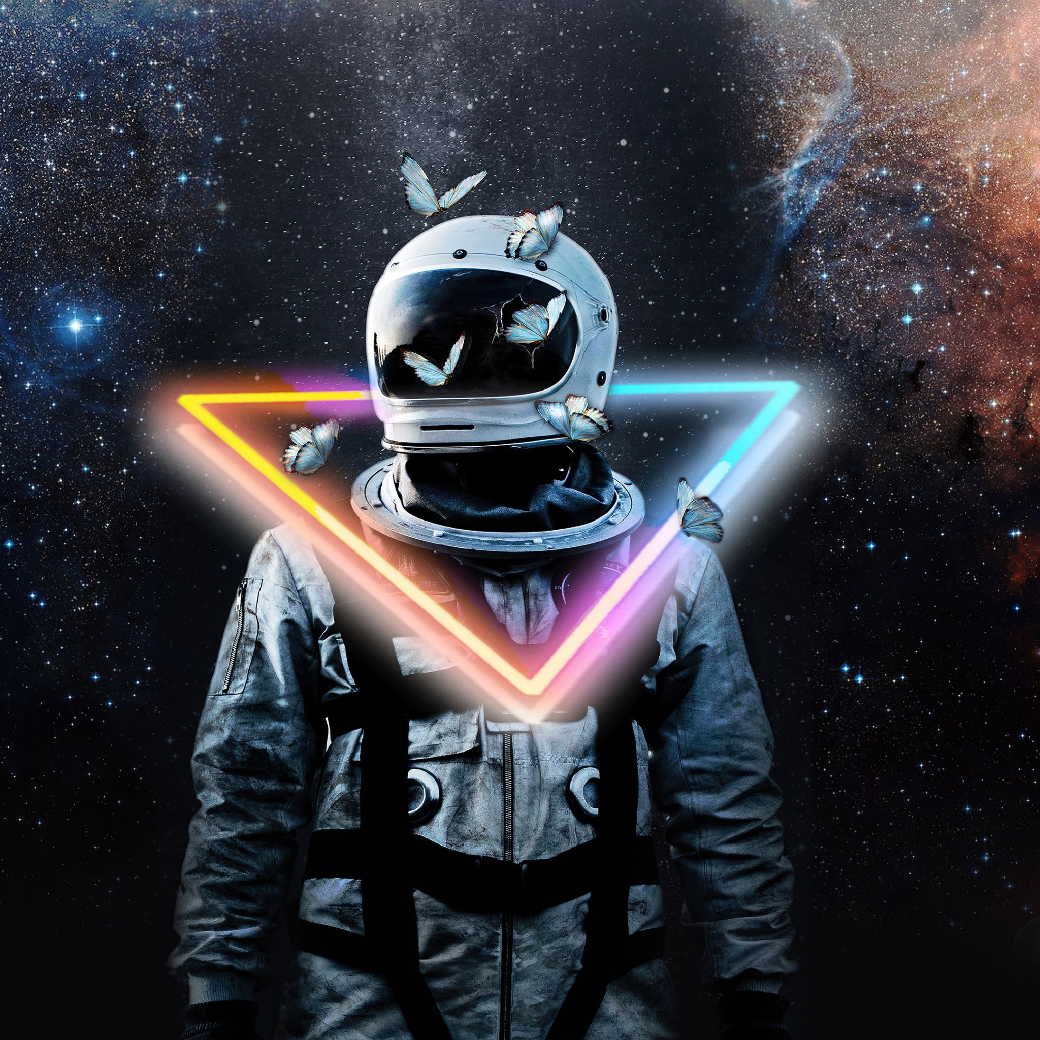 A man in an astronaut suit with neon lights - Astronaut