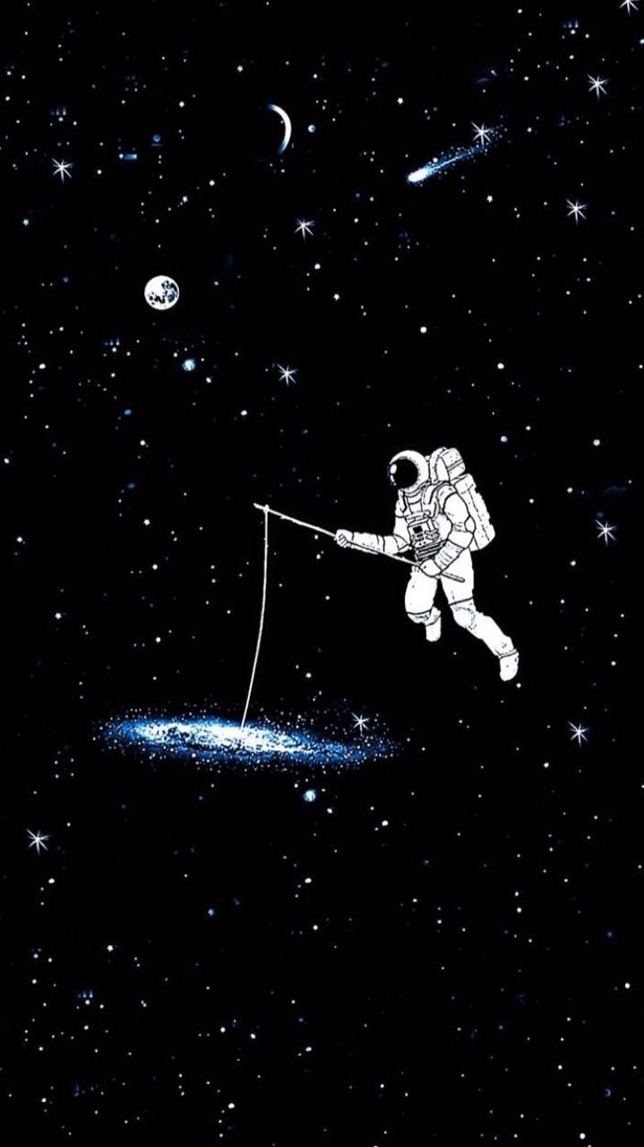 An astronaut pulling a string to the moon - Astronaut