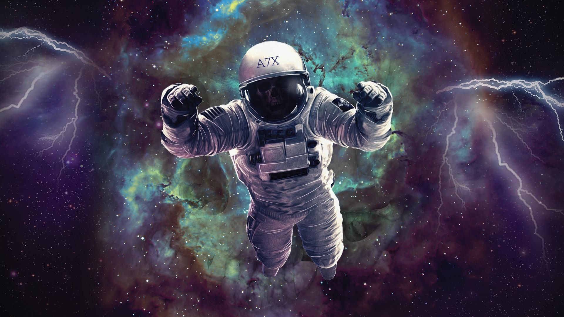 A space man in an astronaut suit is floating through the sky - Astronaut