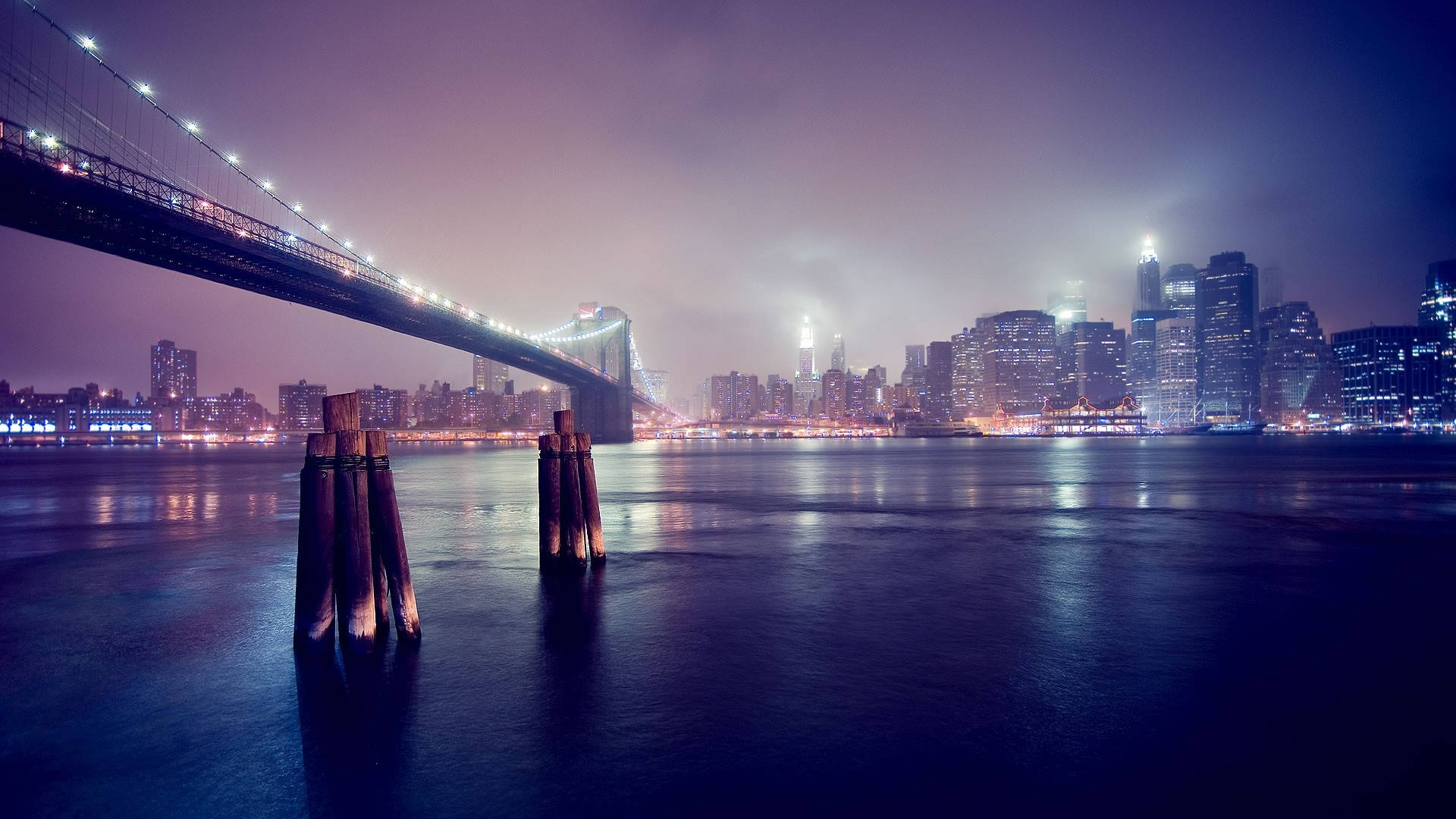 A bridge over water at night - Night, city