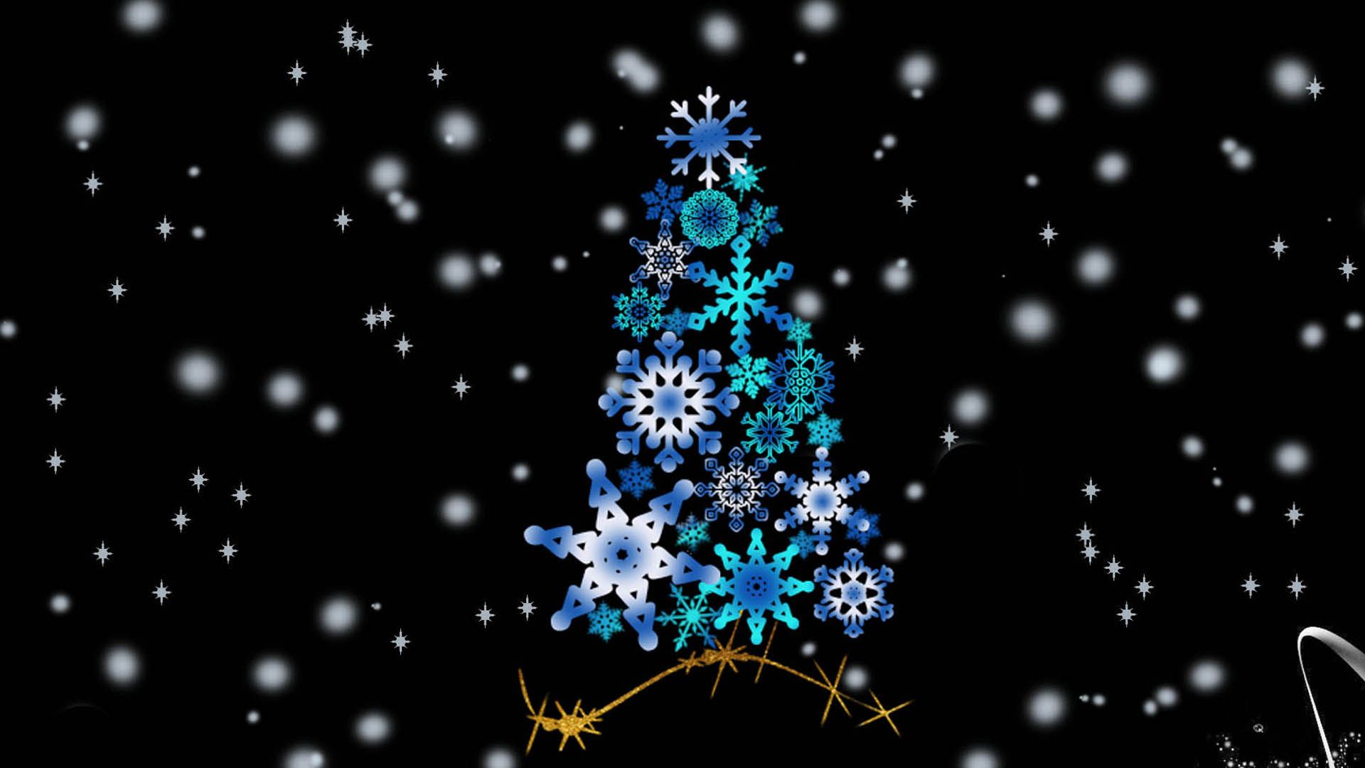 Artistic Black Blue Christmas Christmas Tree Holiday Snowflake Star HD Snowflake Wallpaper