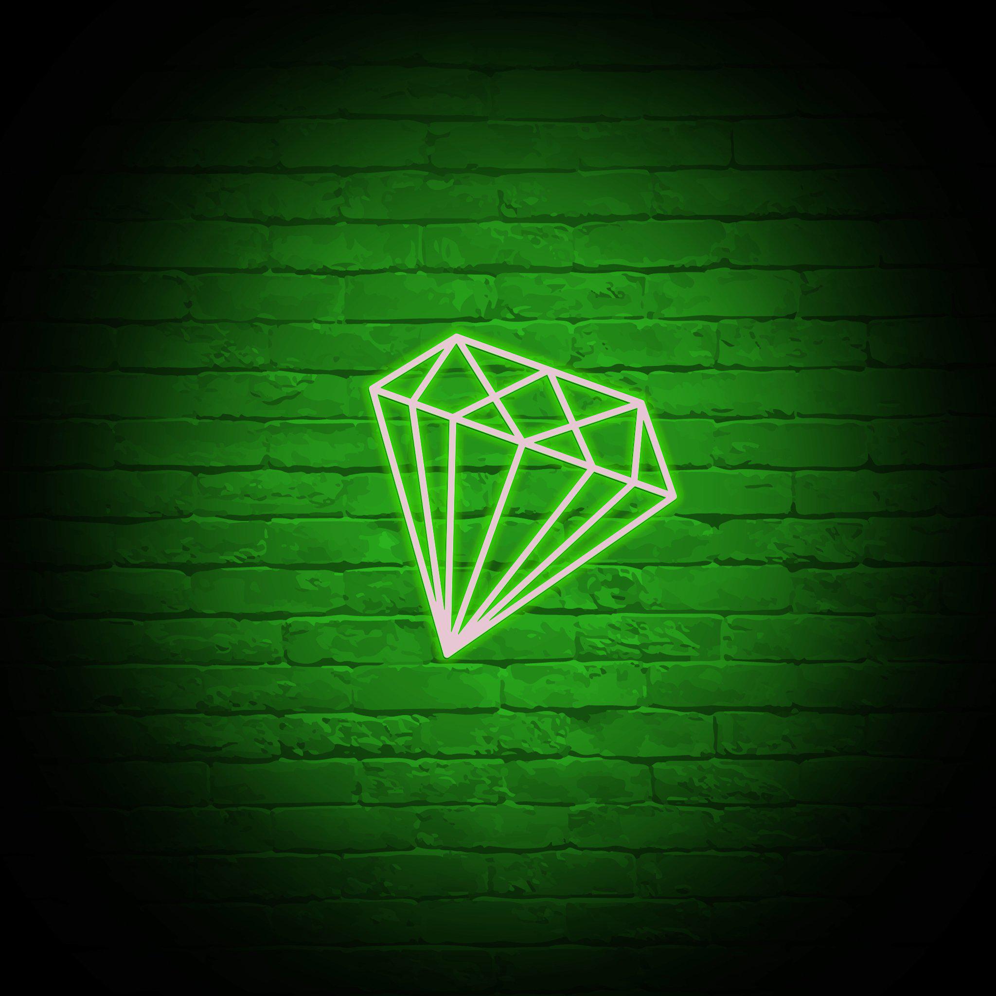 A diamond icon on green background - Neon green