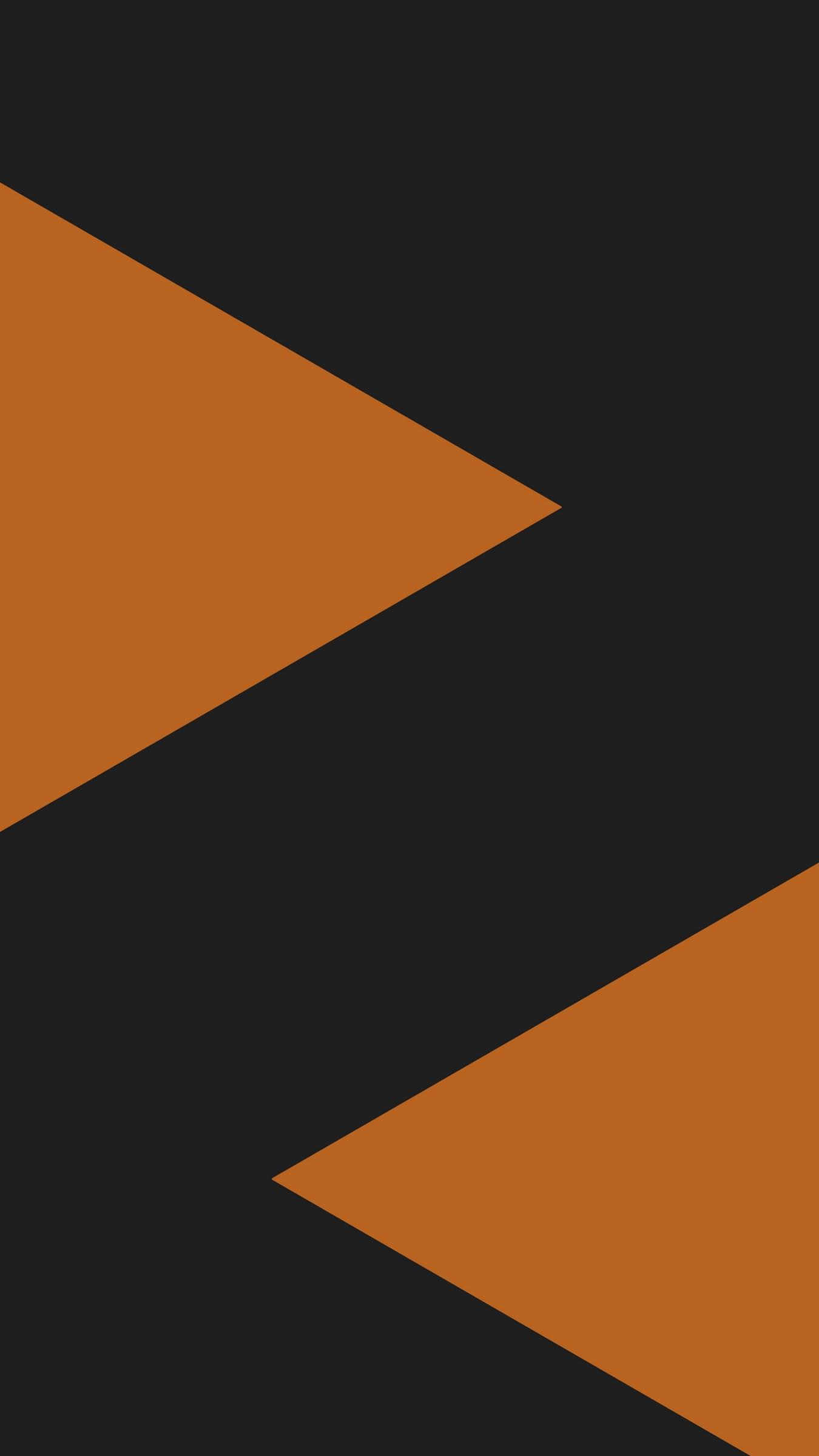 An abstract image with two orange triangles on a black background - Dark orange