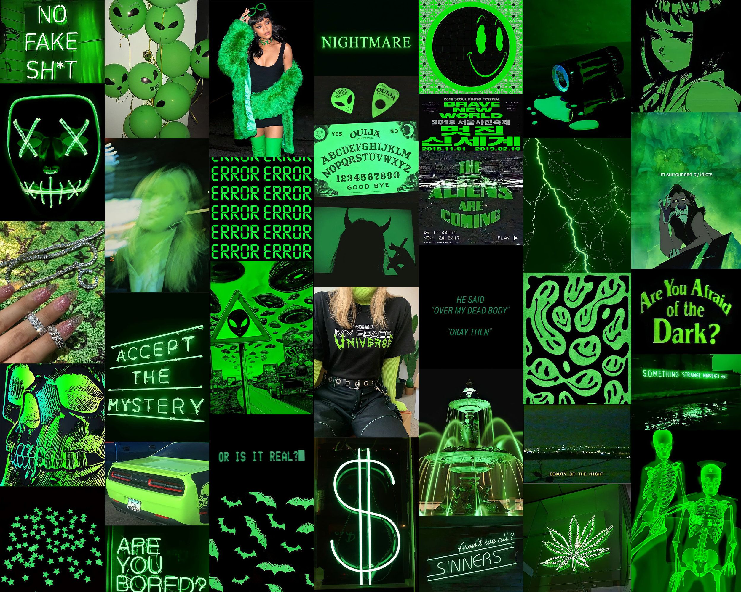 DADDY'S LITTLE MONSTER Digital Green Grunge Collage Kit