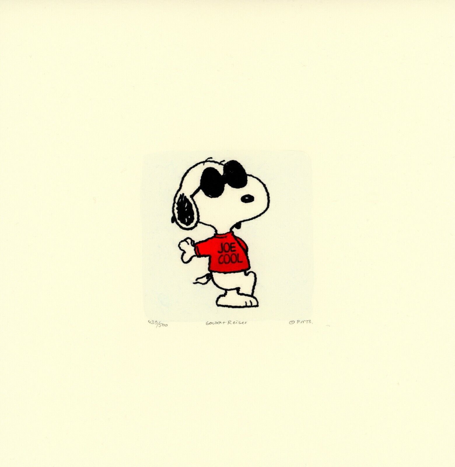 Snoopy Peanuts Sowa & Reiser #D 500 Hand Painted Cartoon Etching Joe Cool