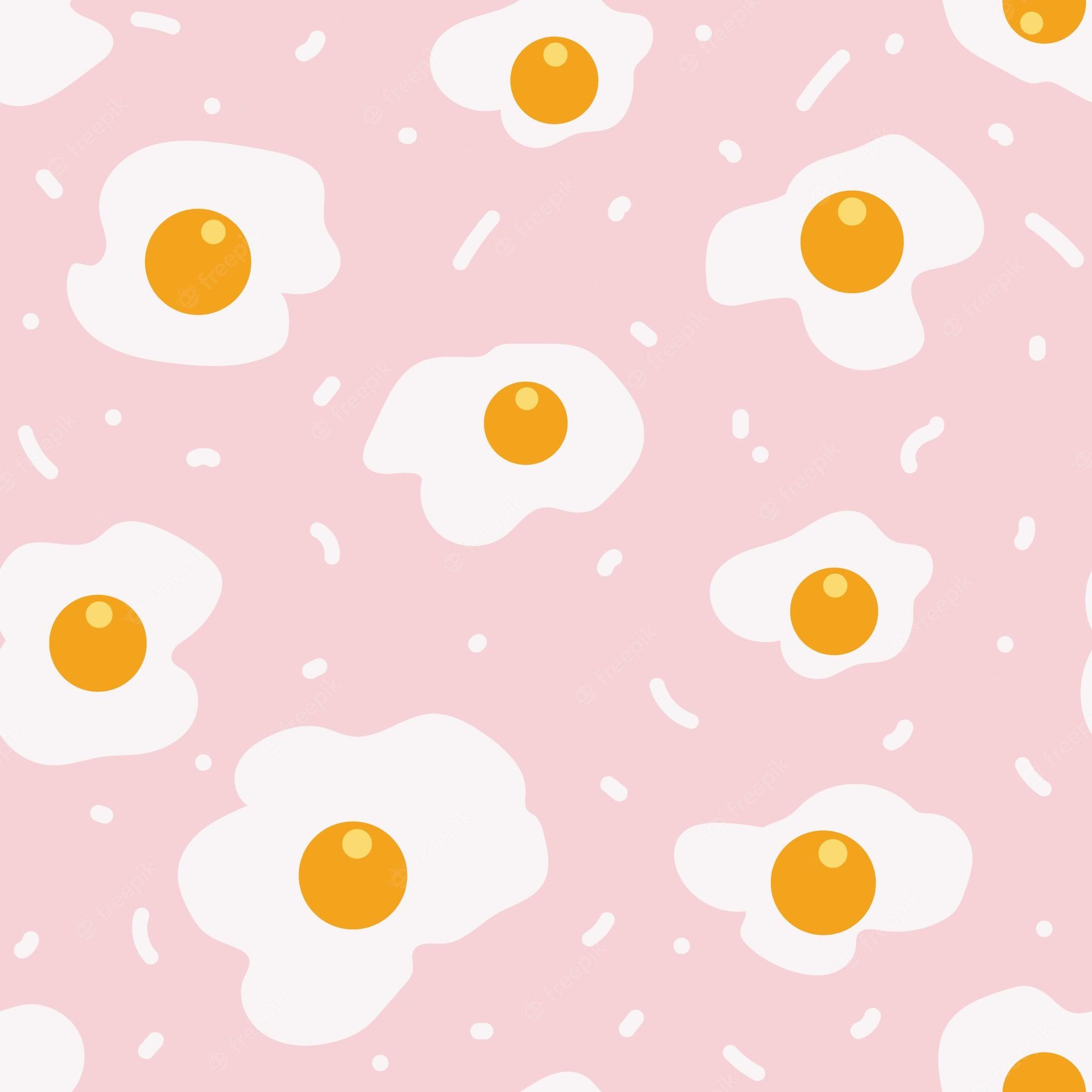 Premium Vector. Fried eggs seamless pattern on pink background vector illustration