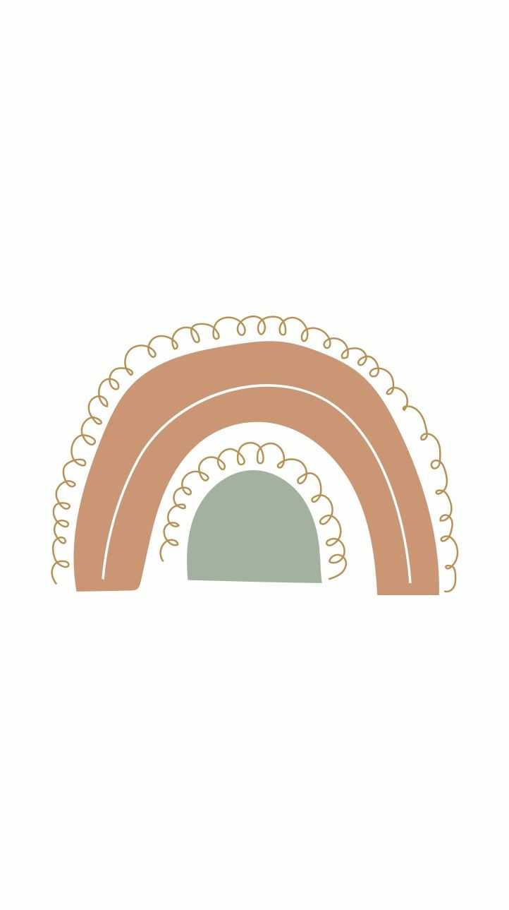 An illustration of a rainbow with a green arch and a brown arch - Boho