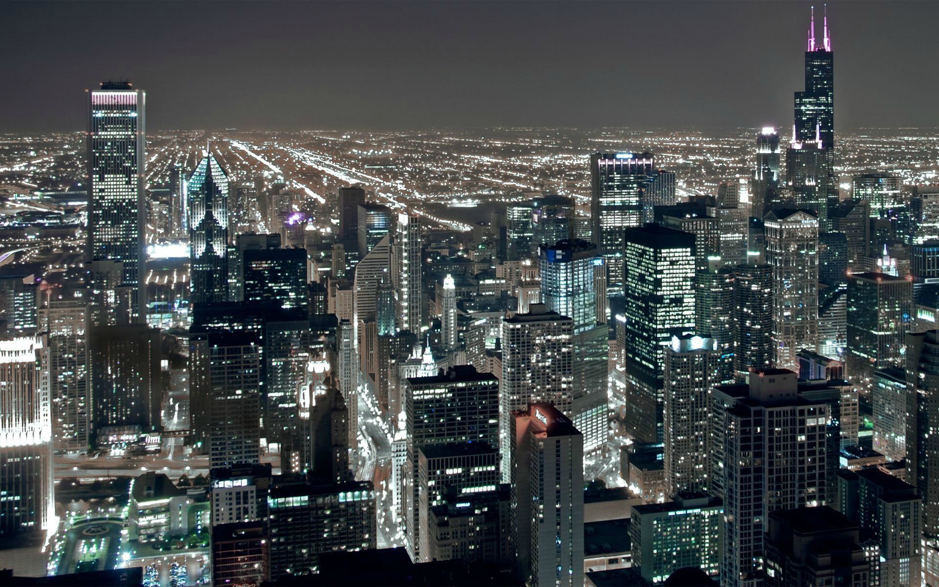 Chicago Night City HD wallpaper