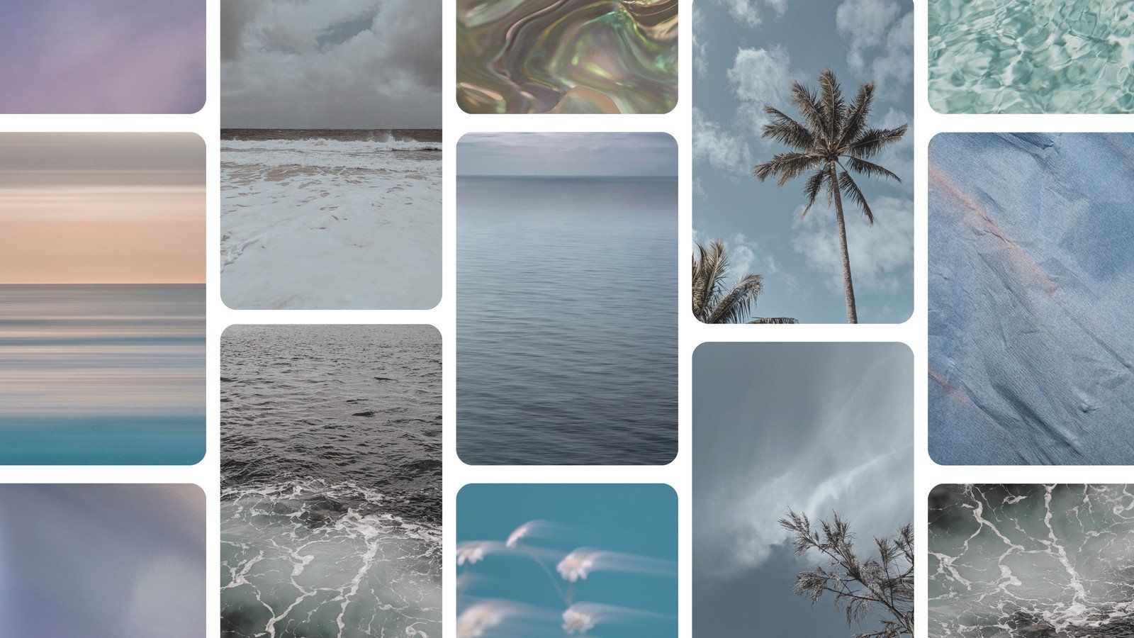 A collage of pictures with different scenes - Ocean, photography, nature, collage, geometry