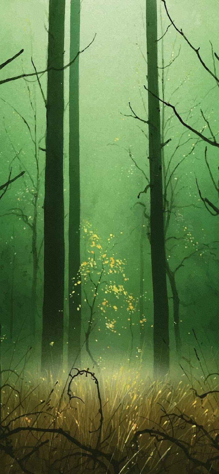 IPhone wallpaper of a green forest with tall trees - Forest, magic