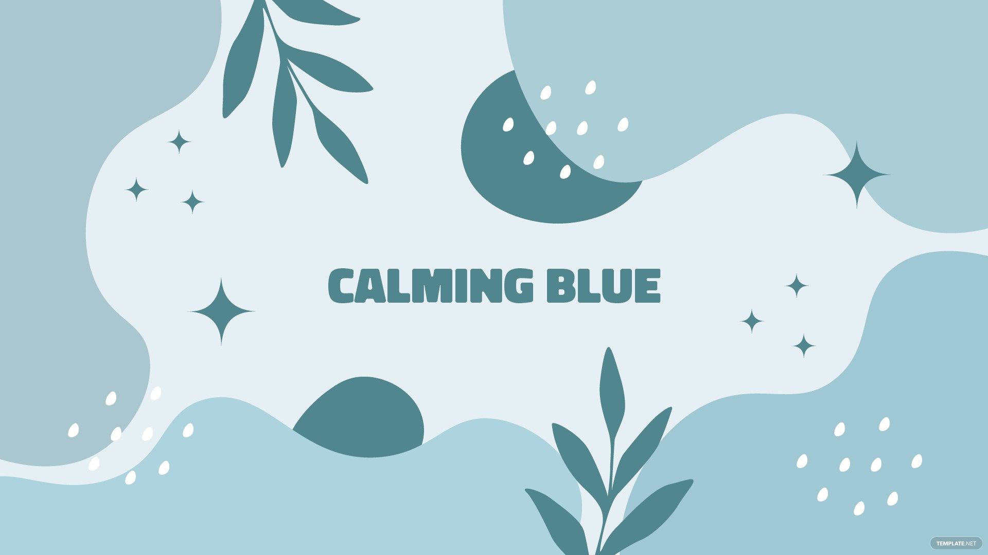 A blue background with the words calm and peaceful - Boho
