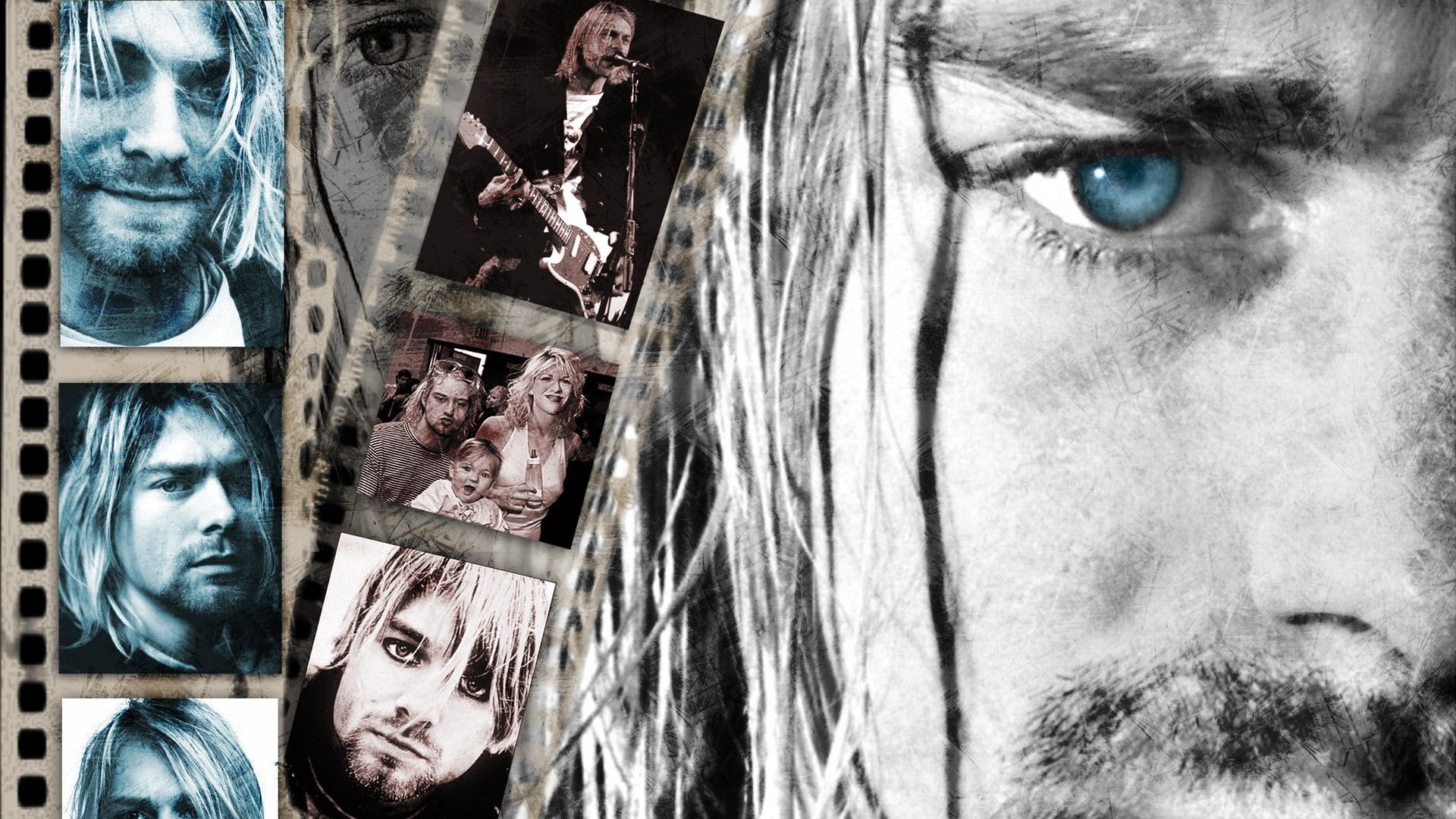 Collage of pictures of Kurt Cobain, the lead singer of Nirvana - Nirvana