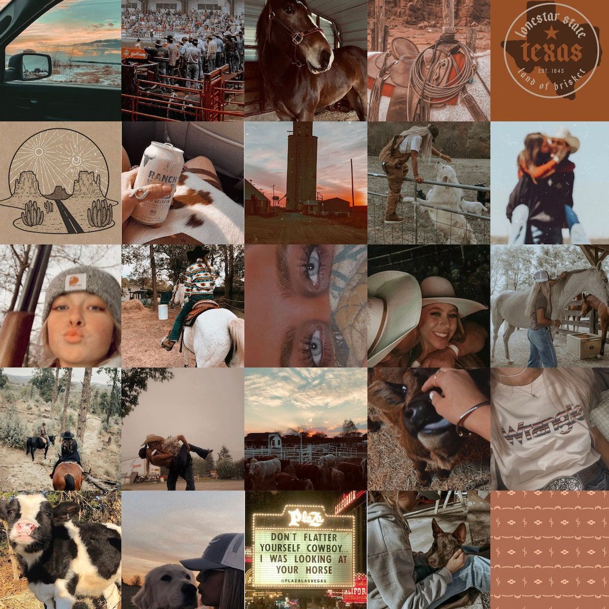 A collage of pictures with horses and people - Texas, cowgirl, western