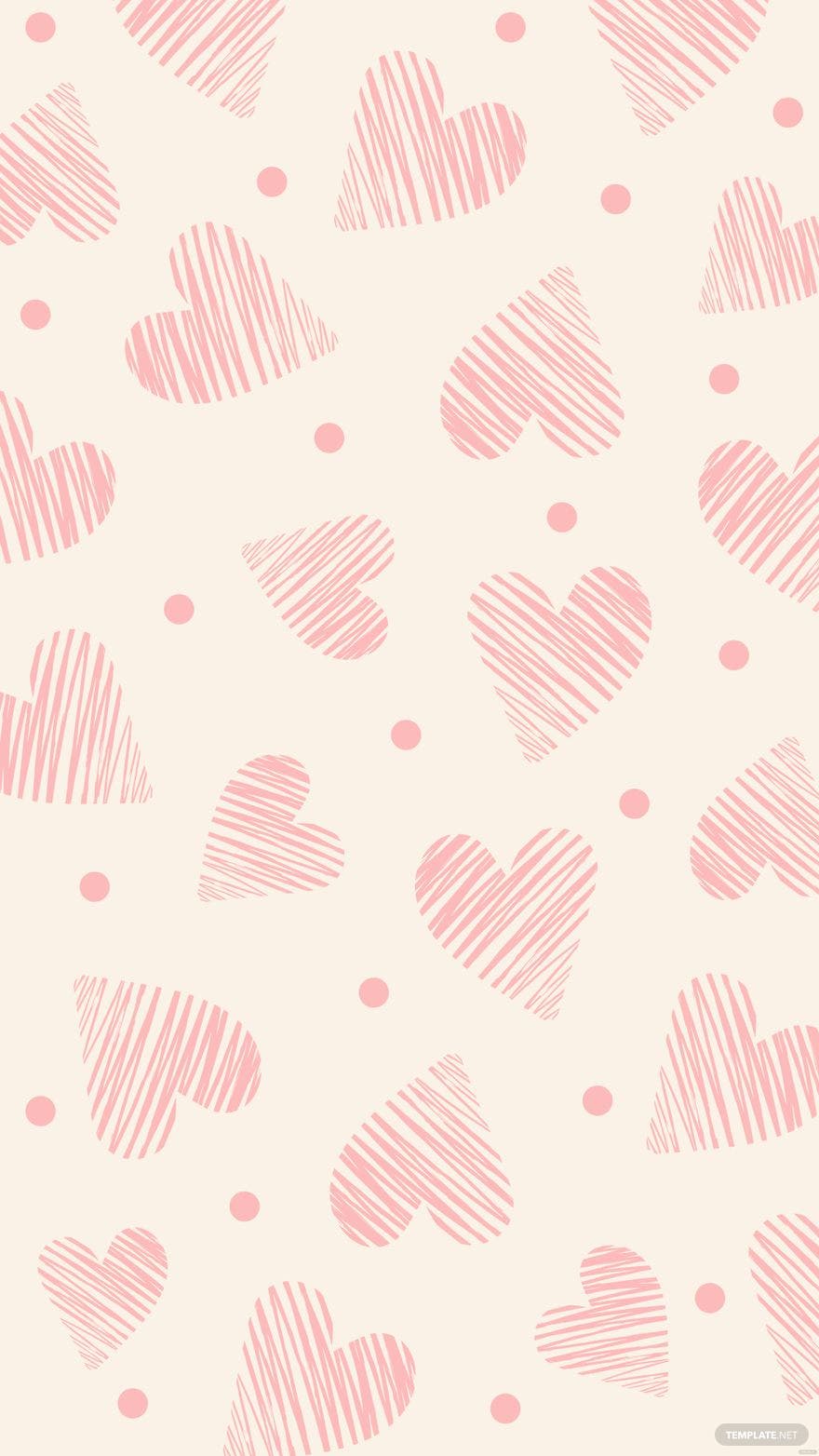 This is a cute pattern background image - Pastel pink, heart