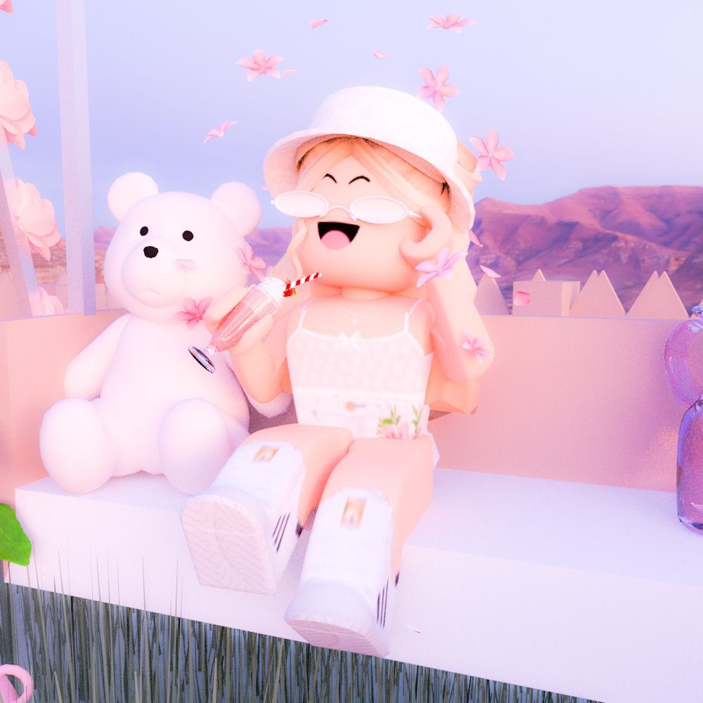 A doll sitting on top of some flowers - Roblox