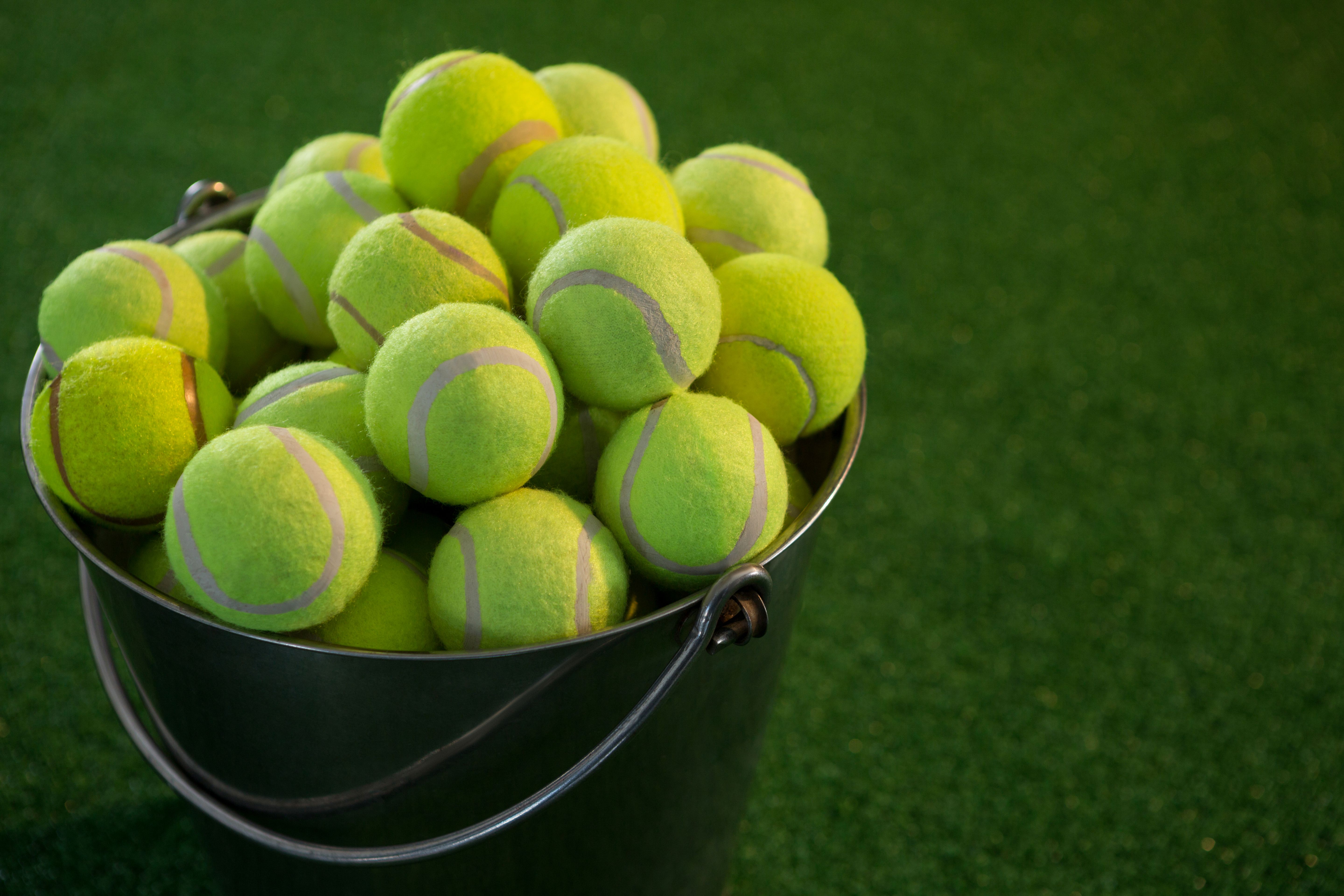 Tennis balls in bucket Photo from PikWizard