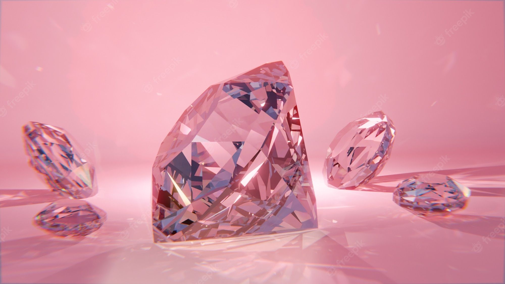 A group of diamonds with a pink background - Diamond