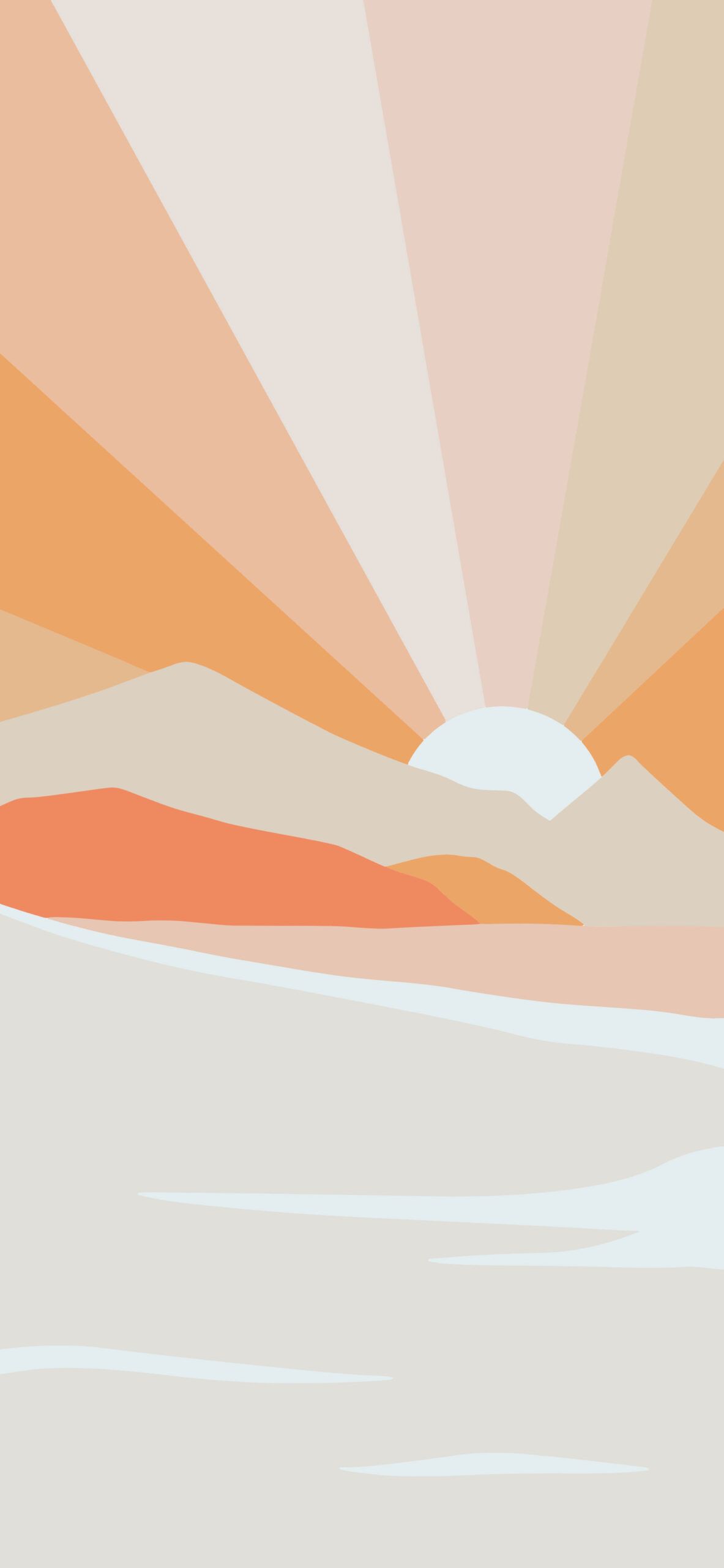 A sunset over the ocean with mountains in background - Android, sunset, pastel, pastel minimalist