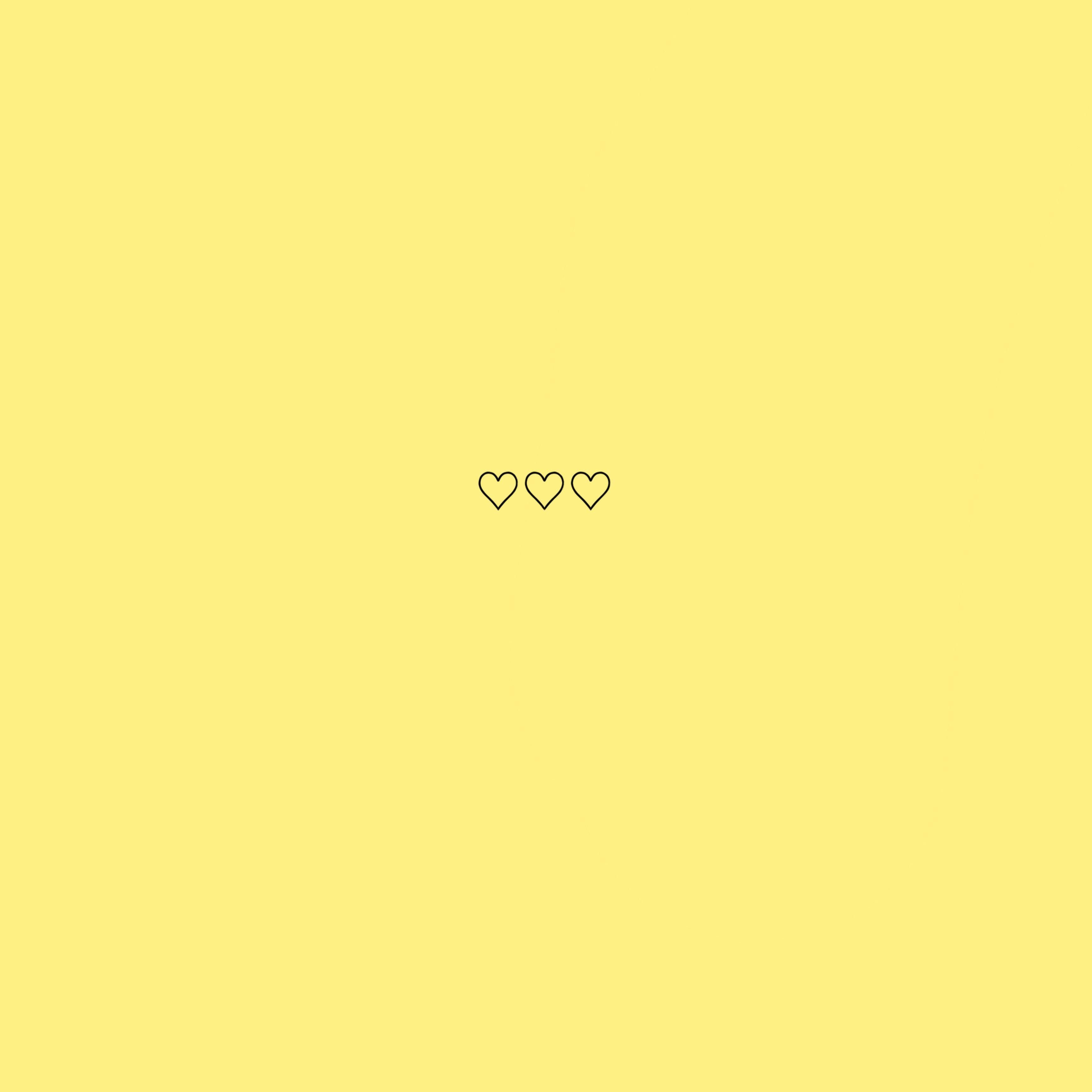 Download Pastel Yellow Aesthetic With Hearts Wallpaper