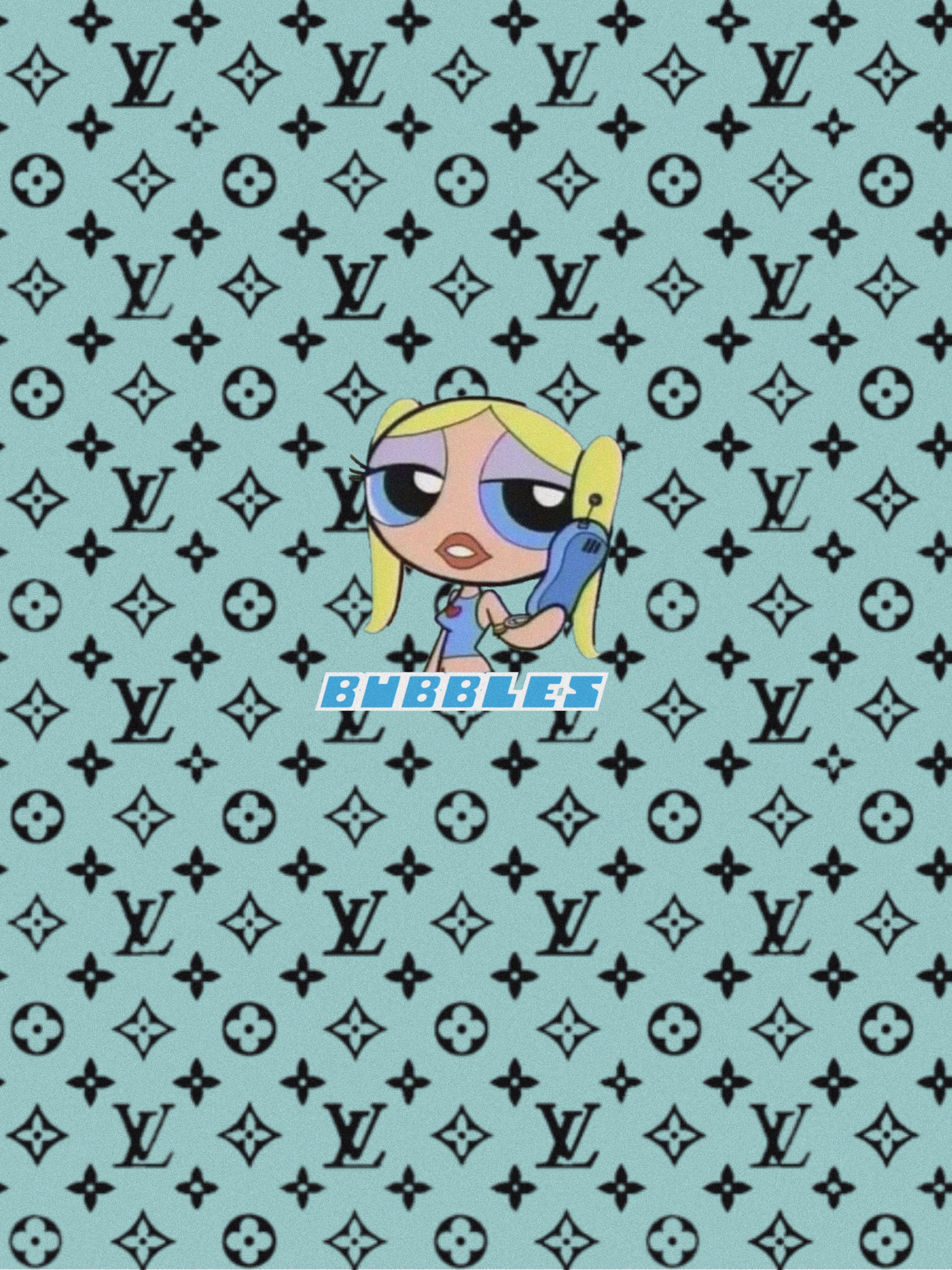 Bubbles from the Powerpuff Girls with a Louis Vuitton background - The Powerpuff Girls