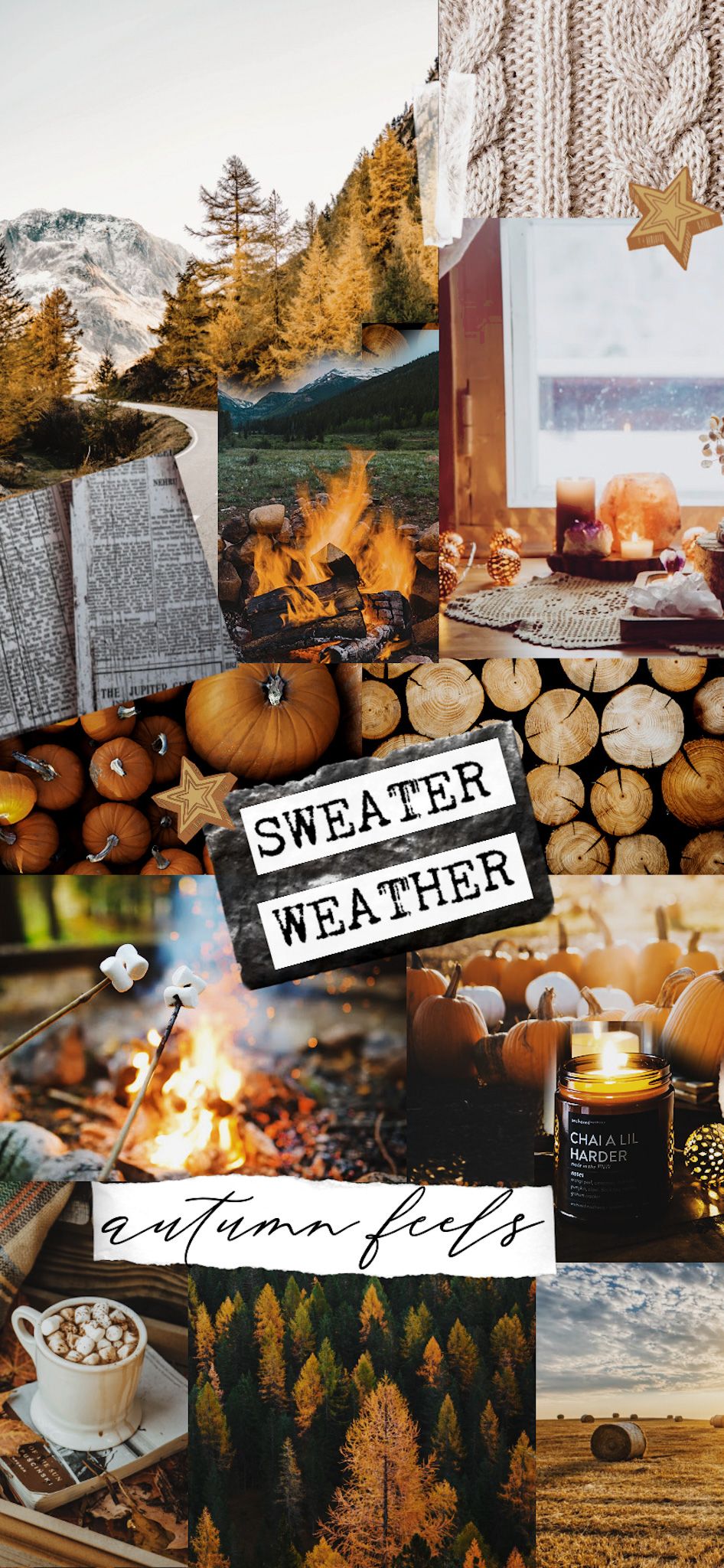 A collage of pictures with the words sweat weather - Fall, fall iPhone