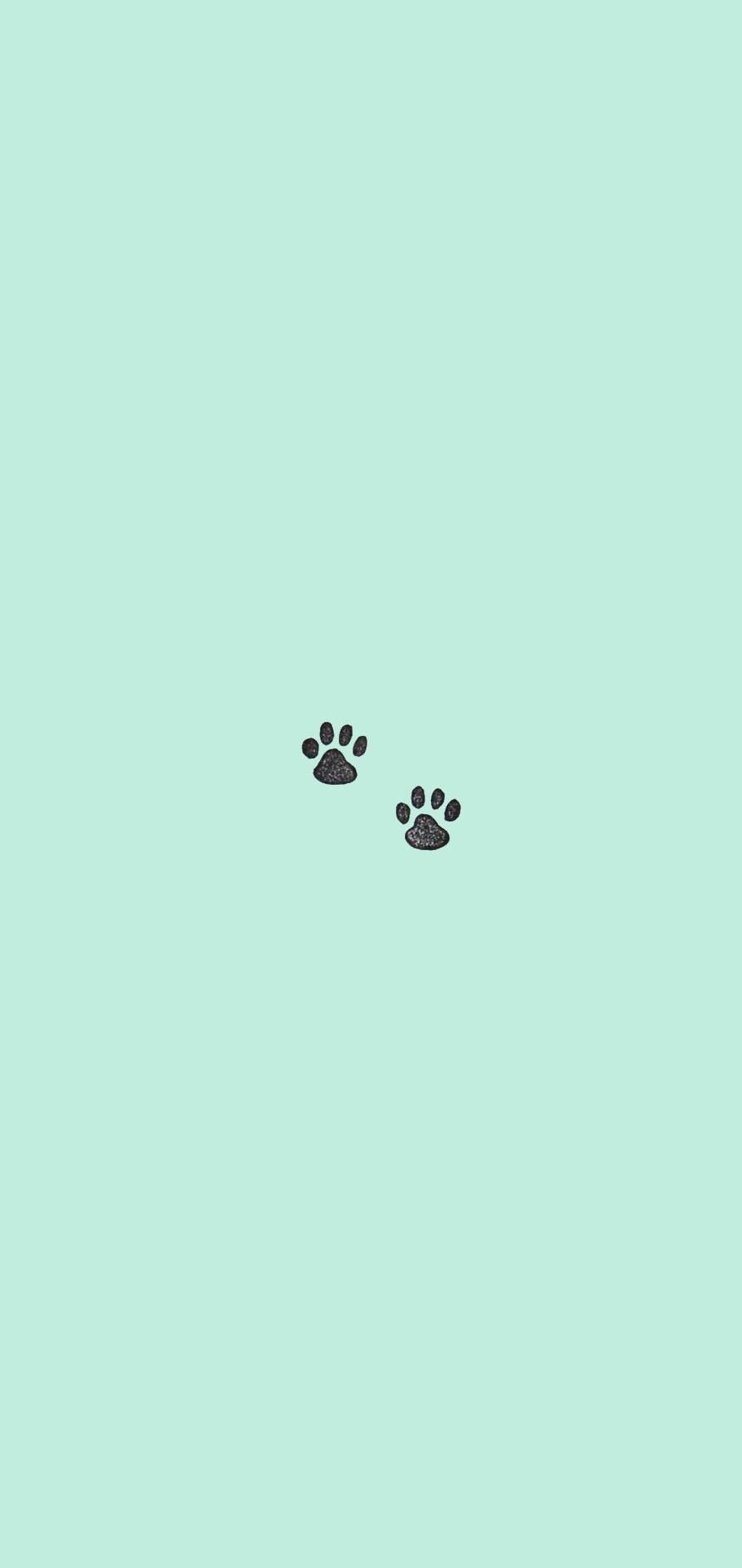 Minimalist wallpaper with a pair of paw prints - Turquoise