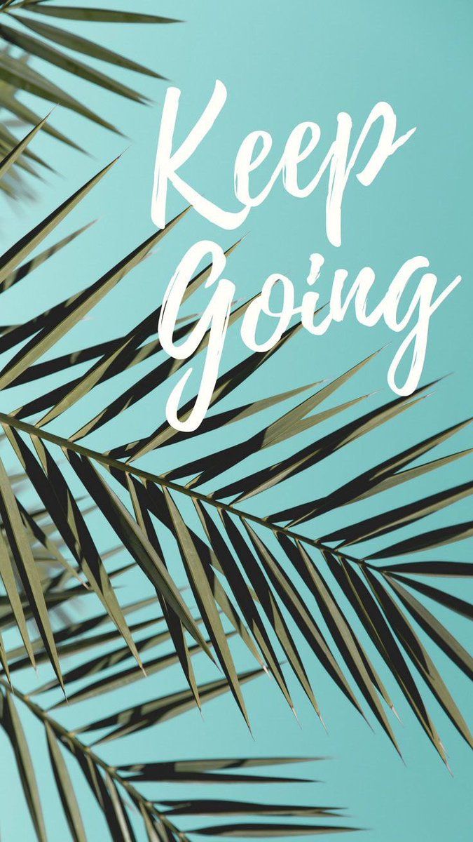 Keep going, palm leaves on a blue background - Turquoise
