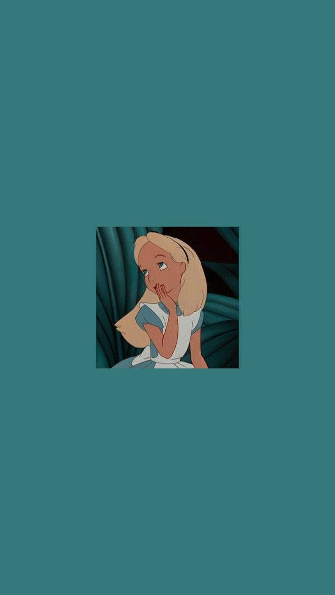 Download Alice Turquoise Aesthetic Cartoon Disney Wallpaper