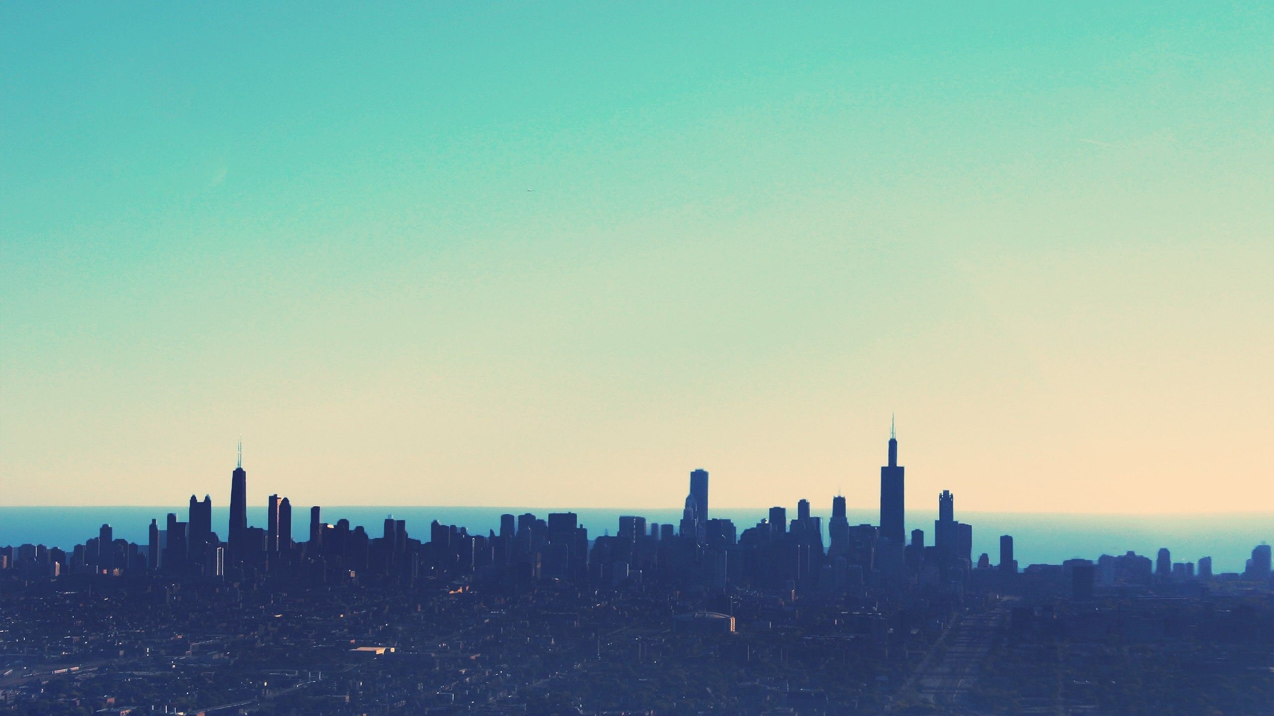 Chicago skyline with a blue and green filter - Turquoise