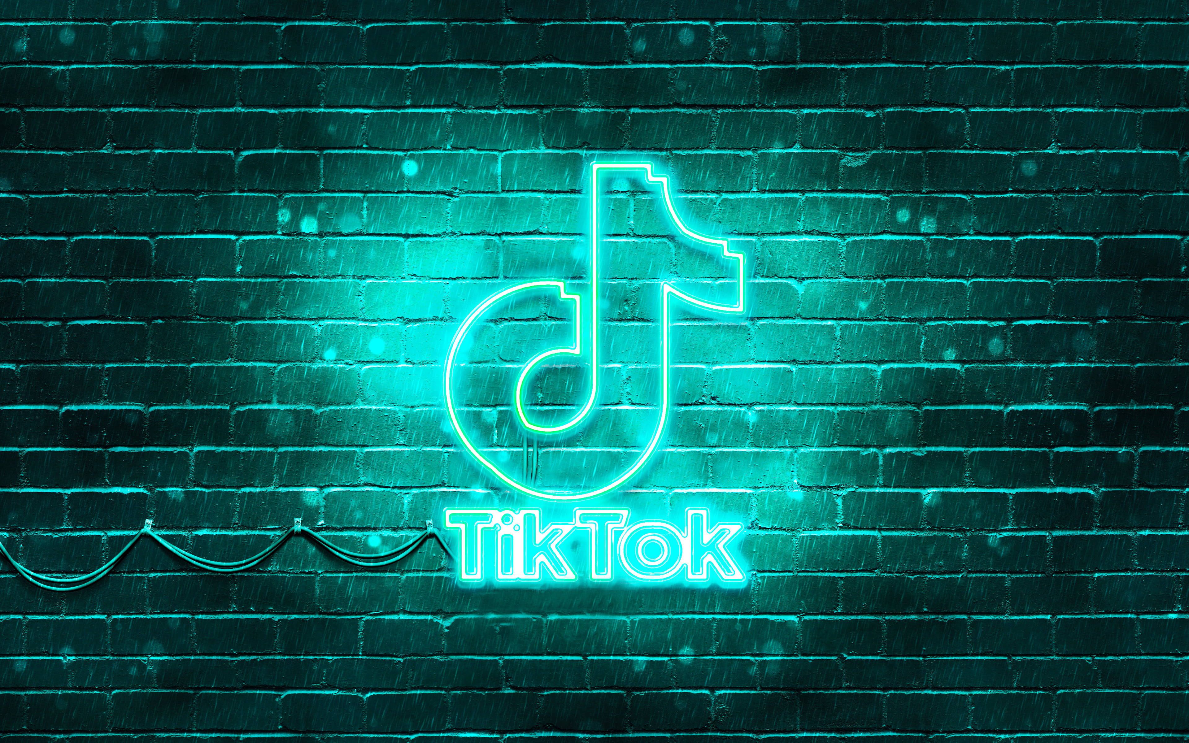 Download Neon Turquoise Tiktok Logo Wallpaper