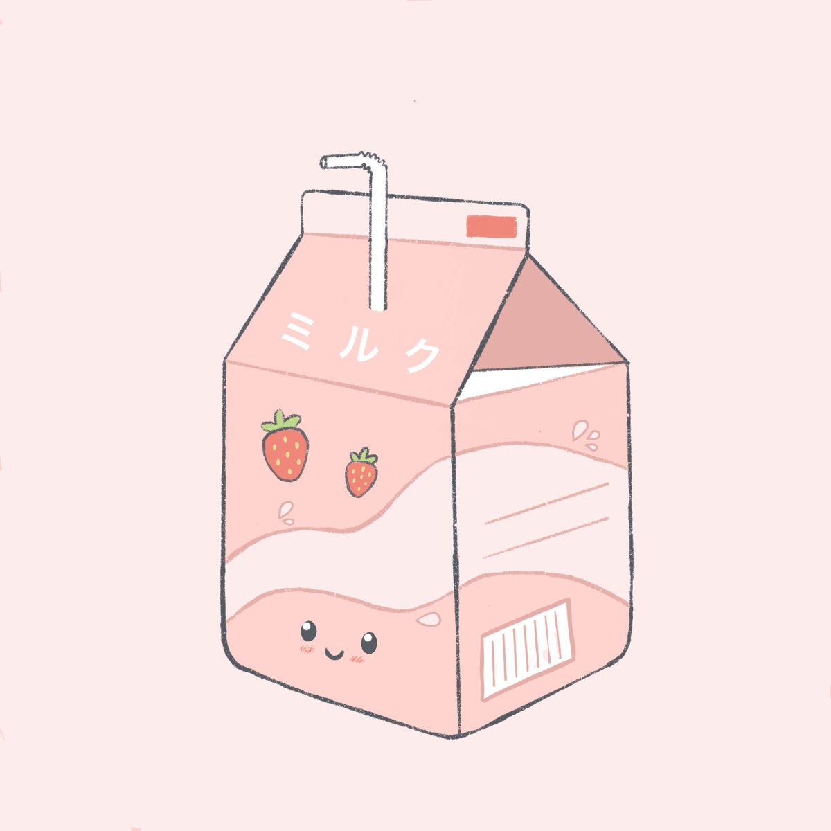 A pink strawberry milk carton with a straw - Milk