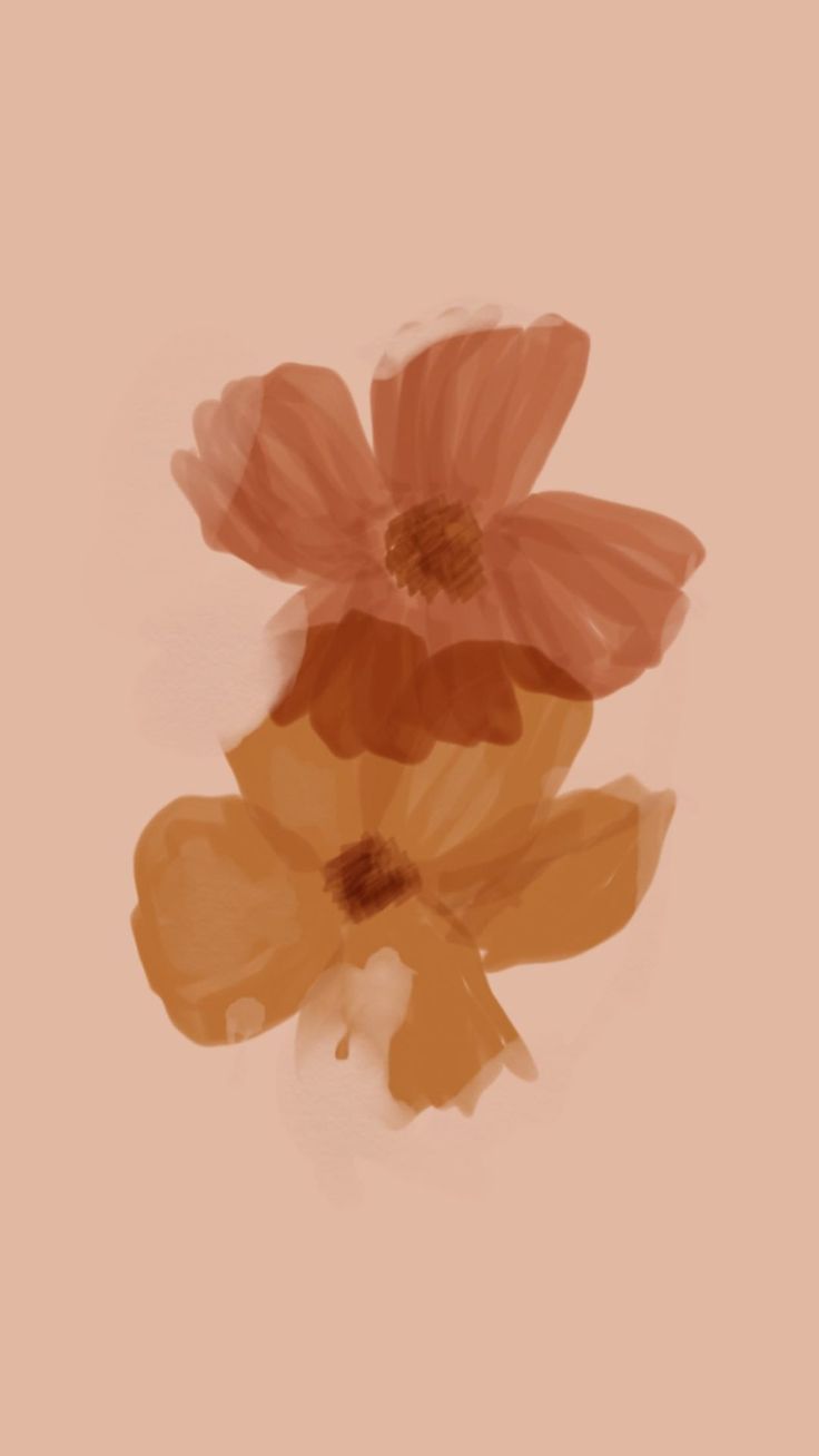 Two flowers on a pink background - Pastel minimalist