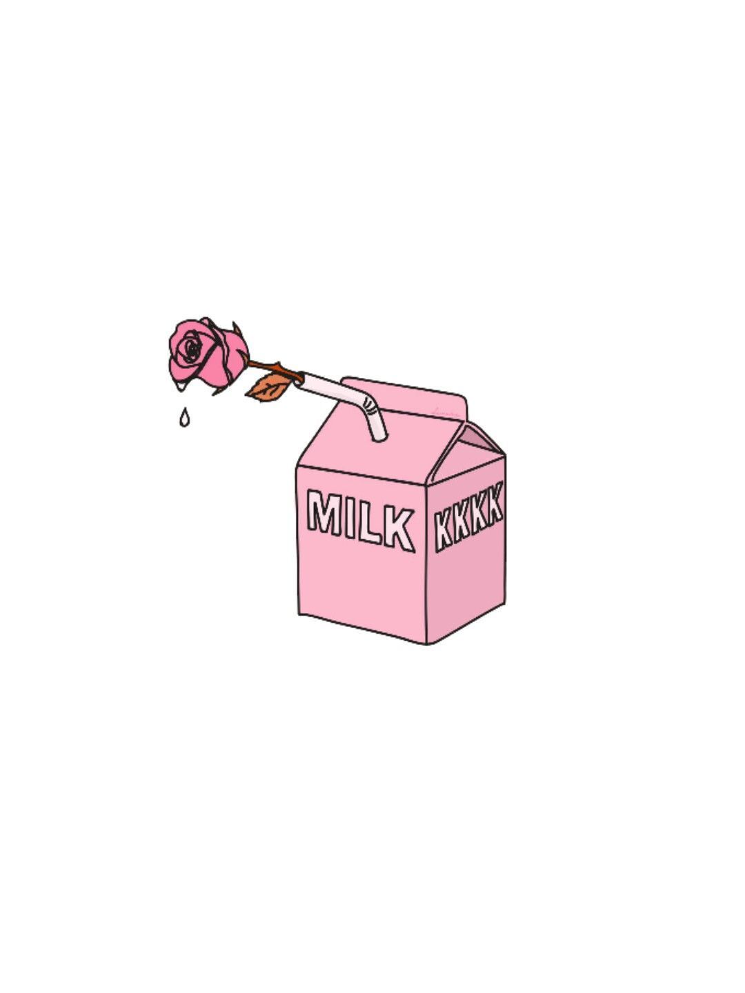 A pink milk carton with a rose in it - Milk