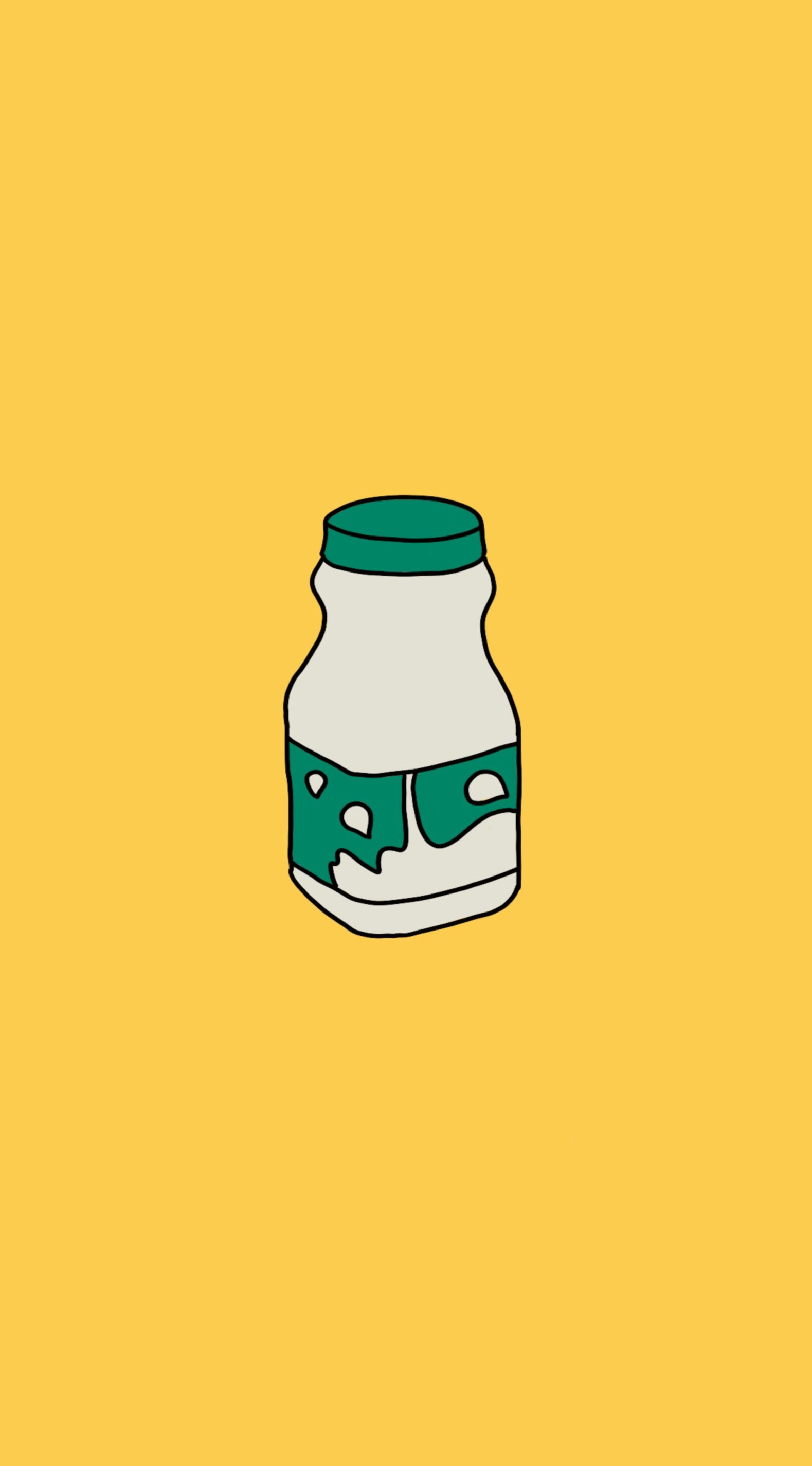 A jar of mayonnaise on yellow background - Milk