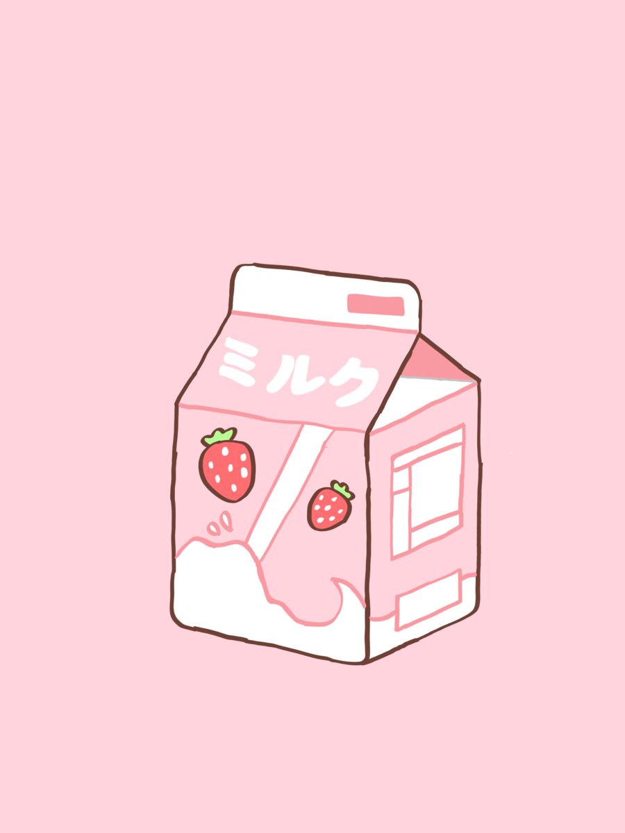 A carton of milk with strawberries on it - Milk