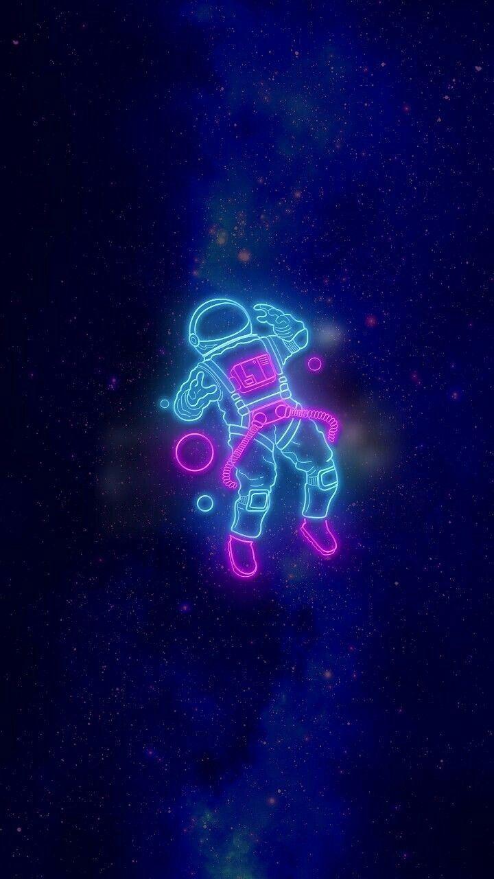 Aesthetic neon astronaut wallpaper for phone background. - Astronaut