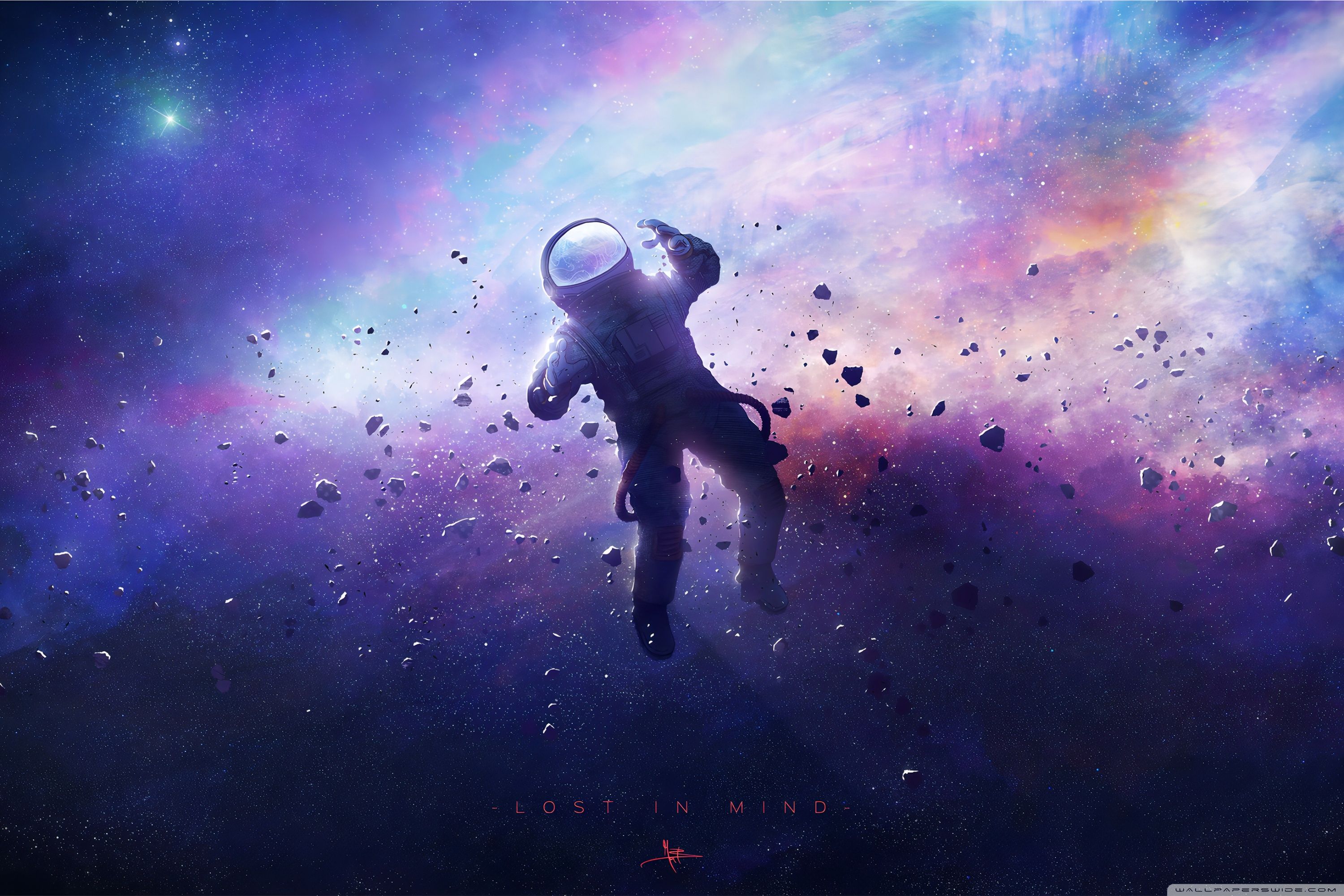 A man in an astronaut suit floating through space - Astronaut