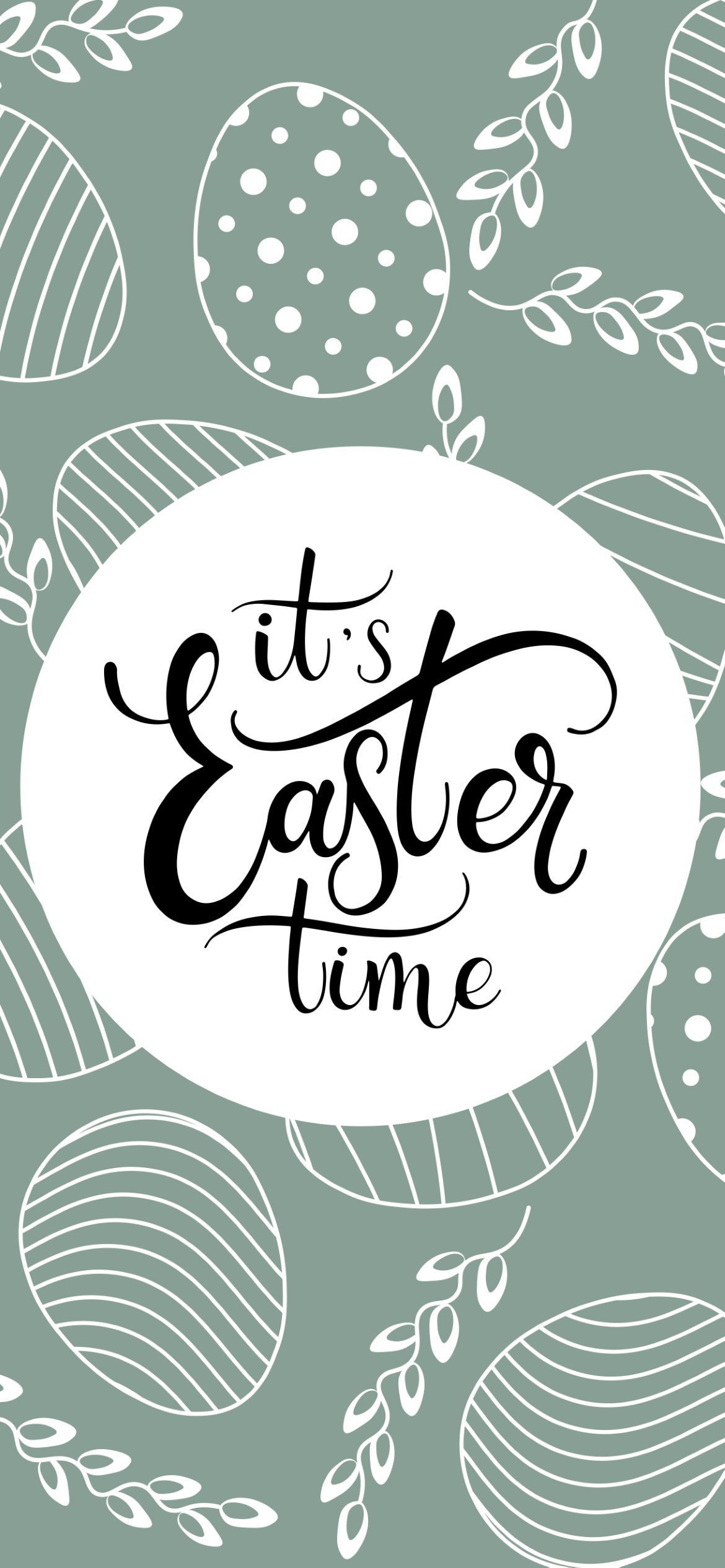It's easter time hand lettering with eggs and leaves - Easter