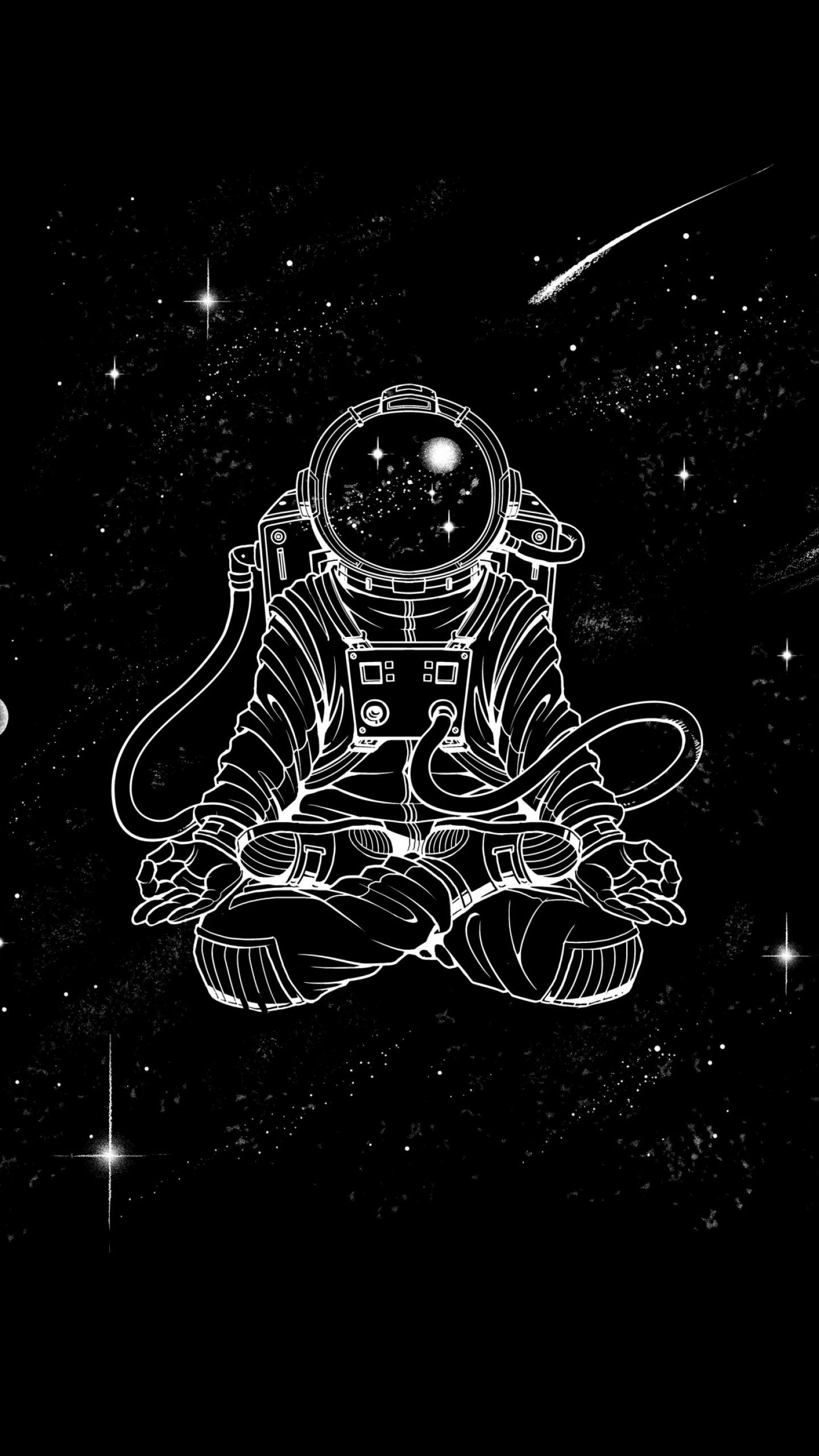 Astronaut Wallpaper 4K, Yoga, Meditation, Black Dark