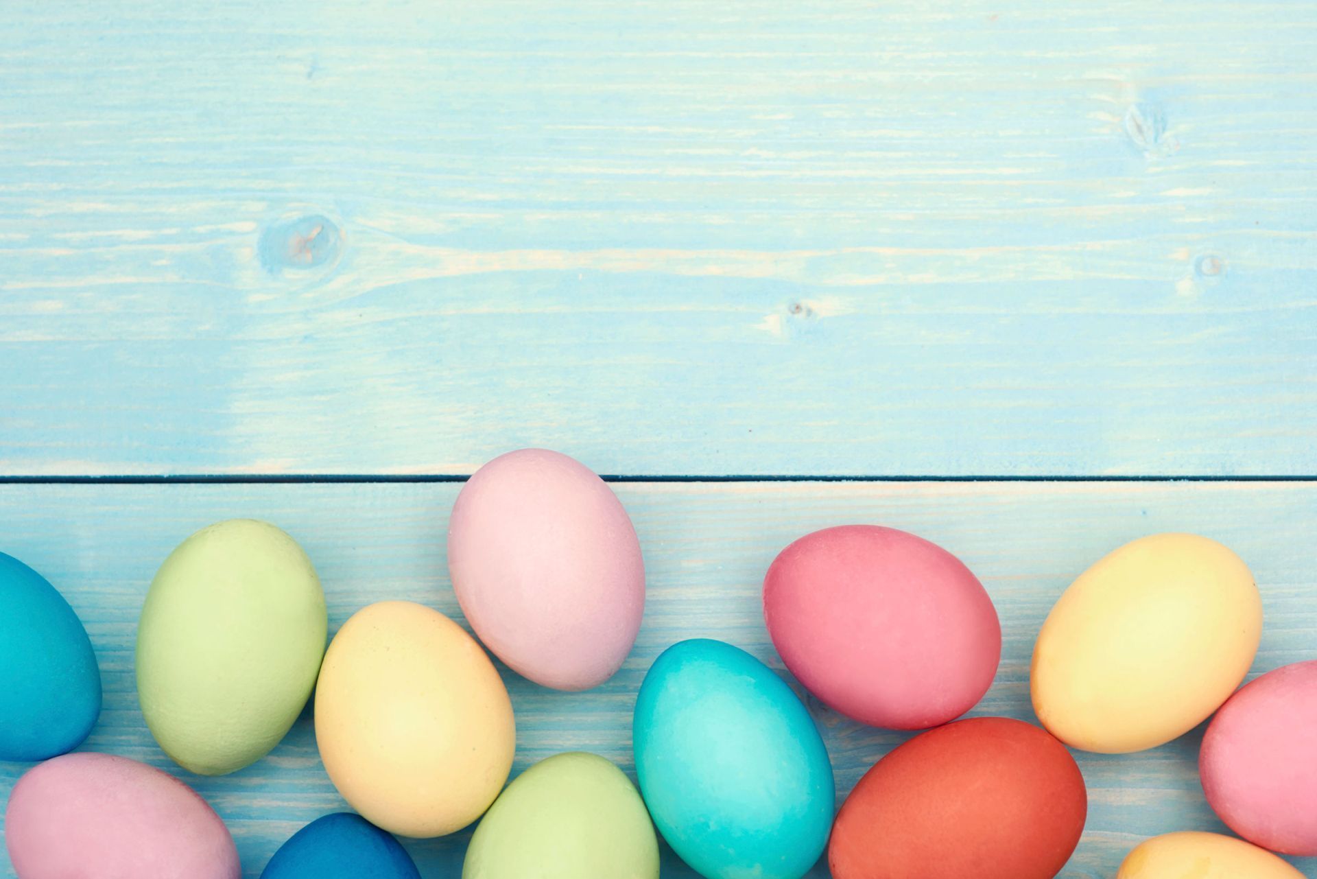 Easter eggs on a blue wooden background - Easter, egg