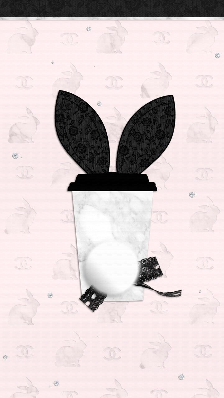 Iphone wallpaper with a coffee cup and bunny ears - Easter