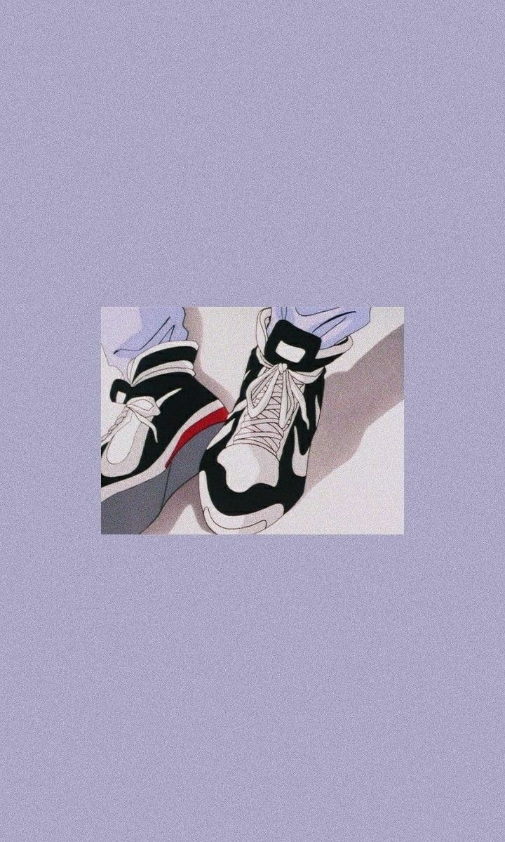 A pair of sneakers on a purple background - Art