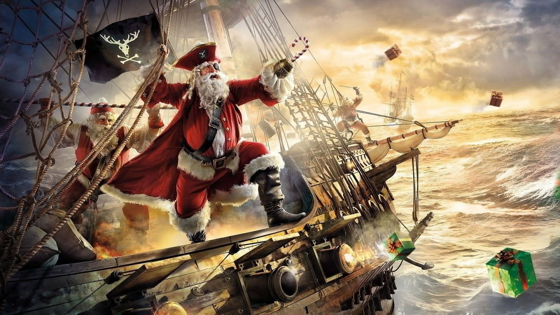 Santa claus on a pirate ship - Pirate