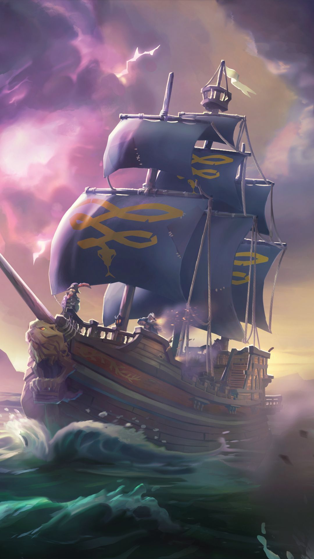 A sailboat is in the water with clouds - Pirate