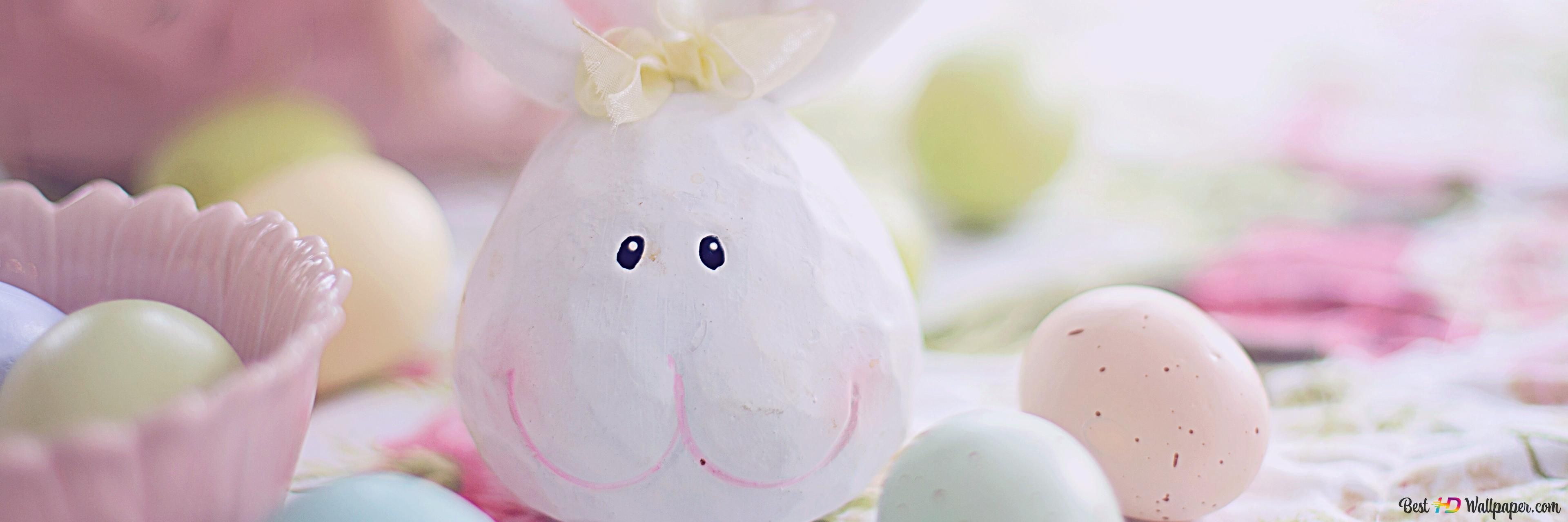 Aesthetic Eggs and bunny 4K wallpaper download