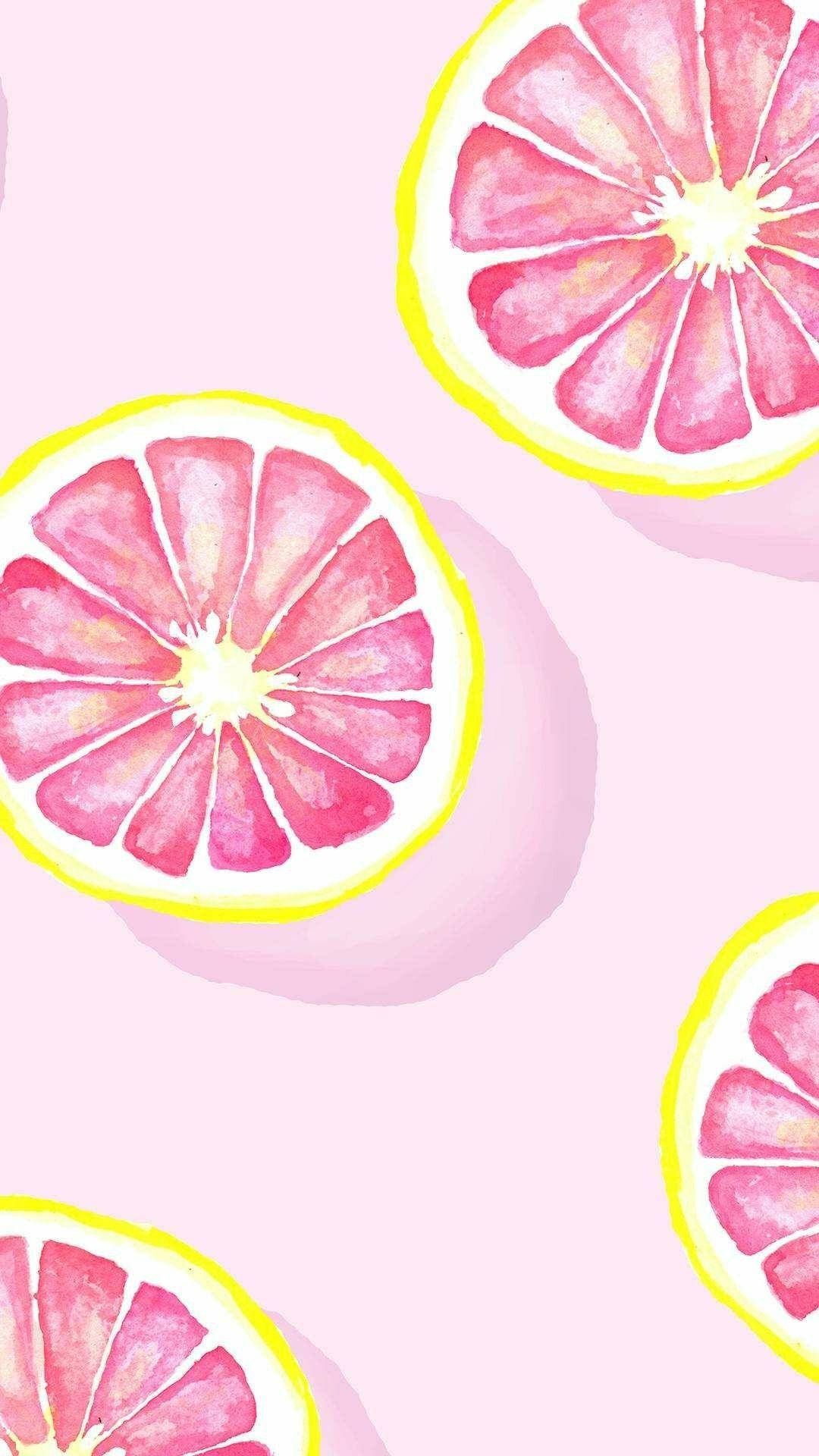 Download Pink Aesthetic Grapefruits Digital Illustration Wallpaper