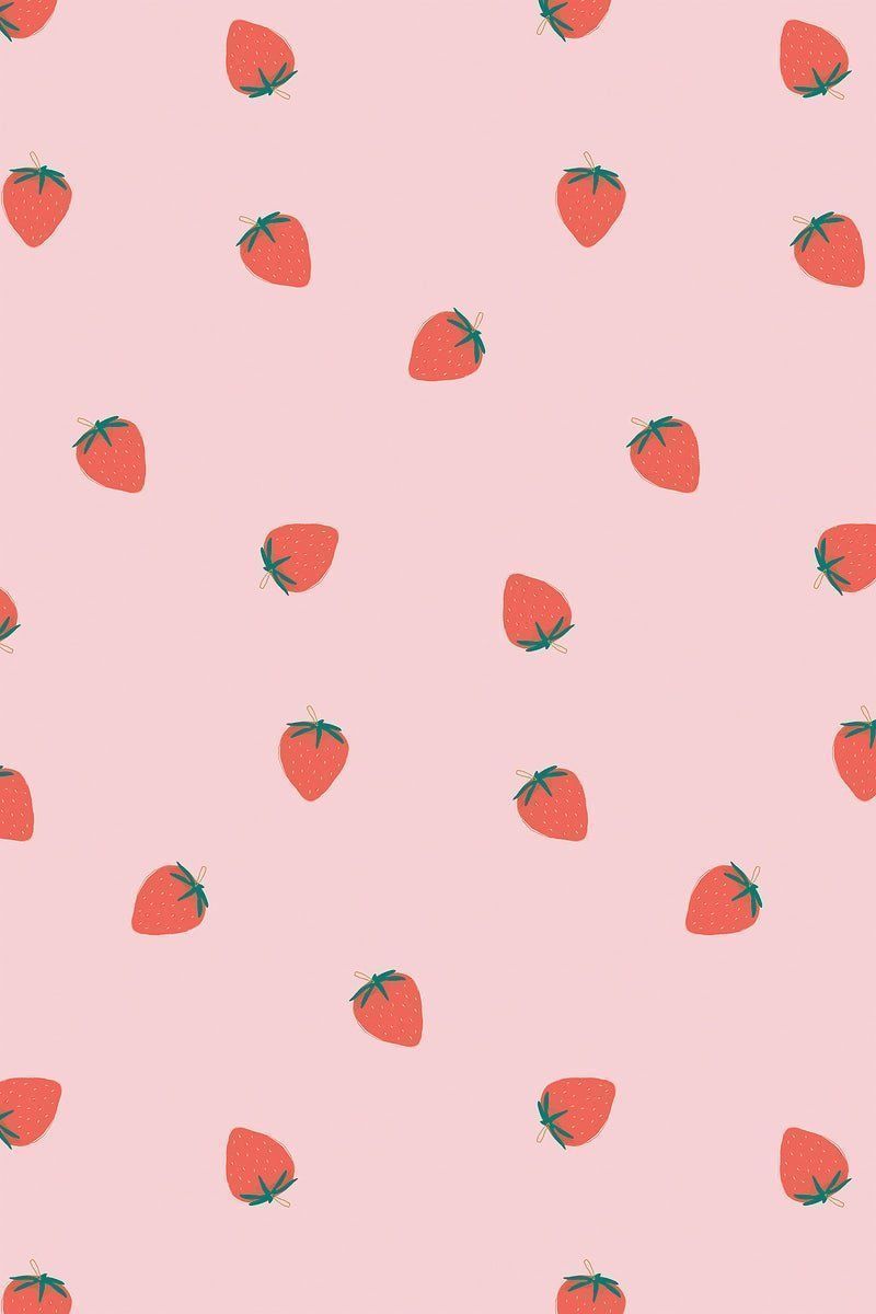 A pattern of strawberries on pink background - Fruit, Danish, cherry, pattern