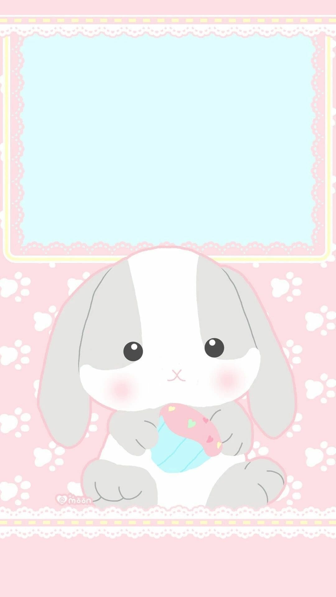 IPhone wallpaper with cute rabbit on pink background - Easter