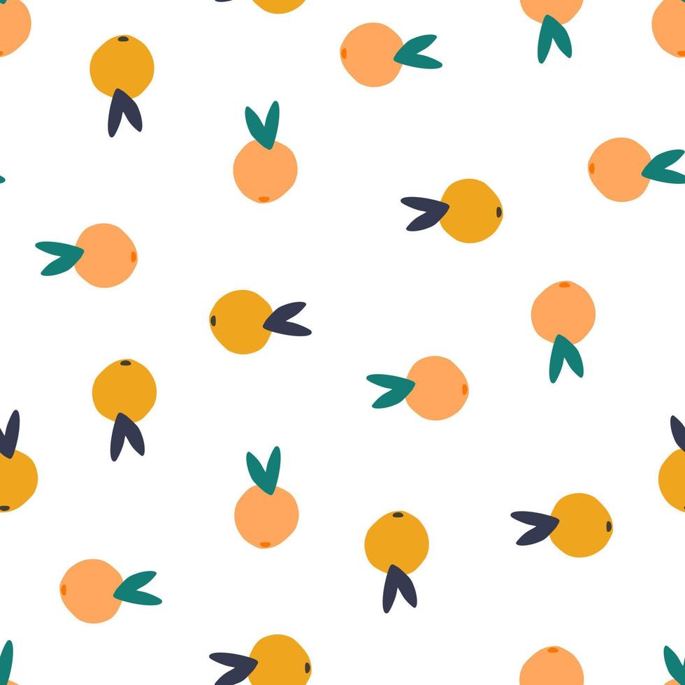 Seamless pattern with oranges on a white background. Vector illustration - Fruit