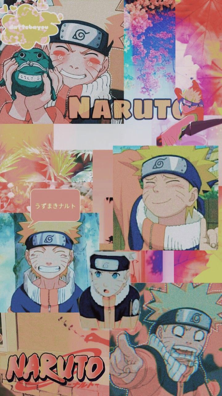 A collage of naruto characters on the wall - Naruto